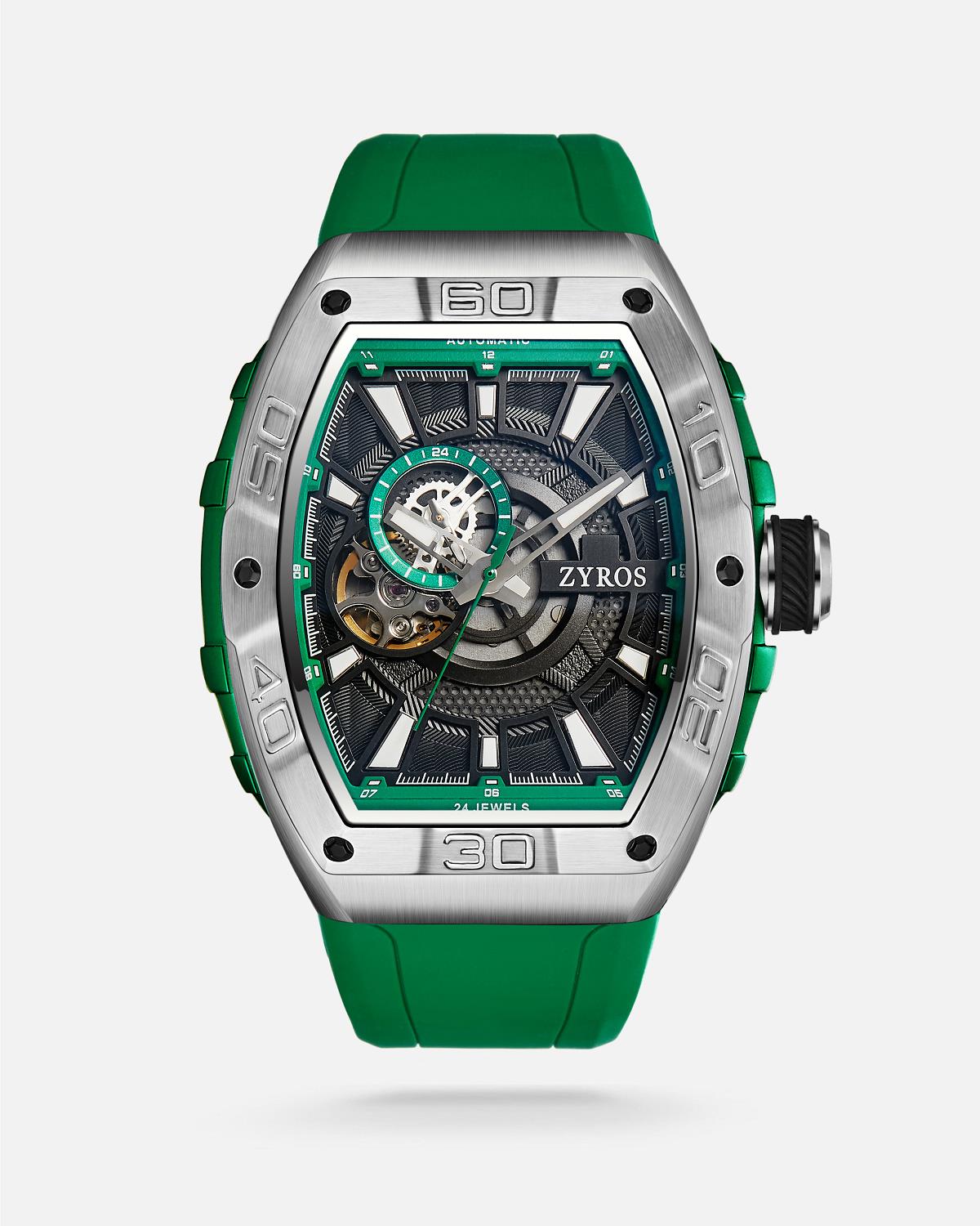 ZYROS Yeşil Silikon Kordon Automatic Erkek Saati 