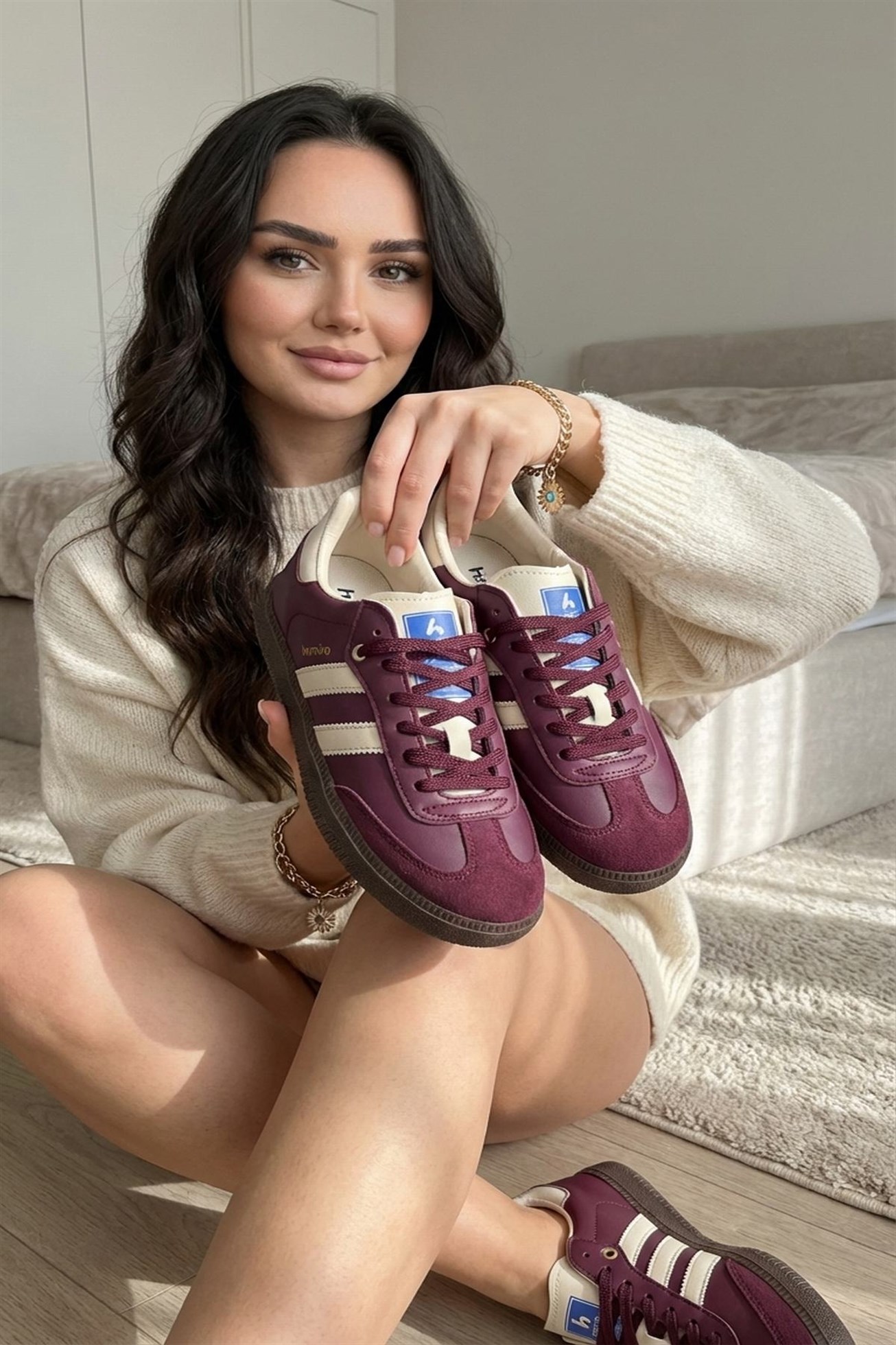 Bordo Renk Klasik Tasarım Kadın Sneaker