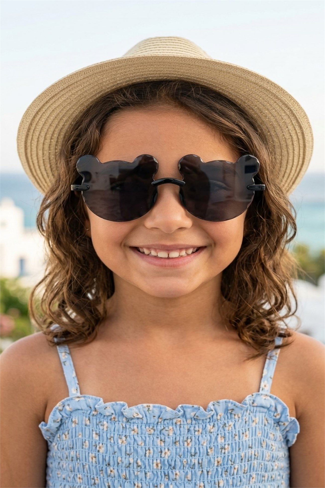 Siyah Ayıcık Desenli Unisex Çocuk Güneş Gözlüğü