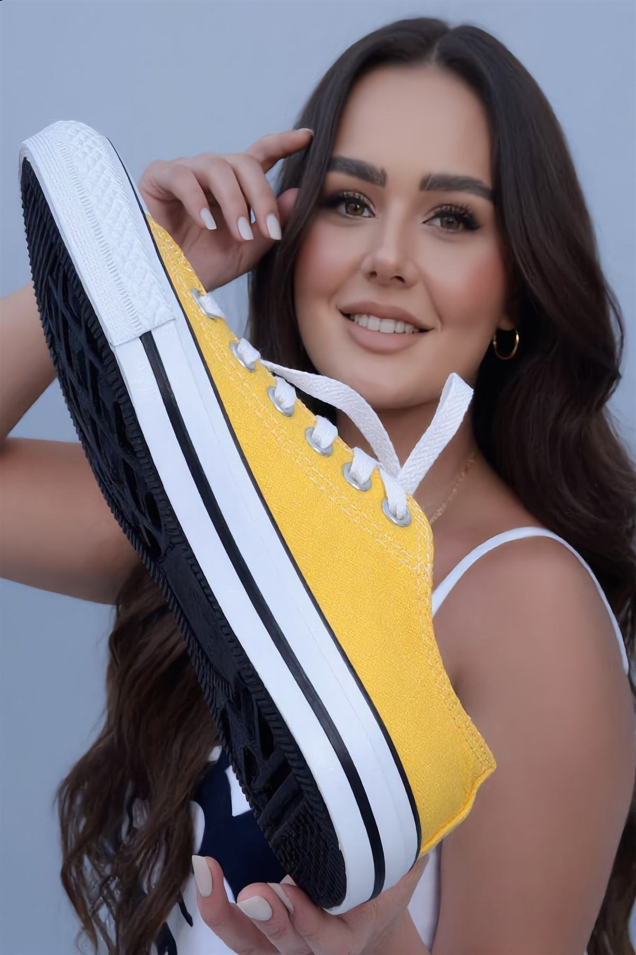 Unisex Sarı Kanvas Bağcıklı Spor Ayakkabı