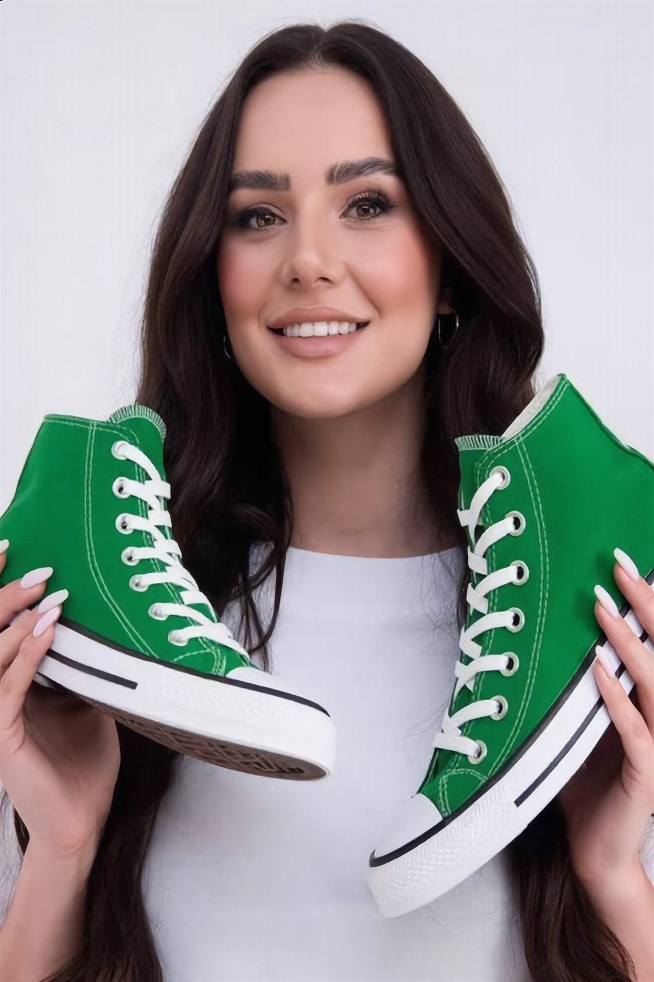 Yeşil Süet Yüksek Konçlu Bilekli Kadın Sneaker