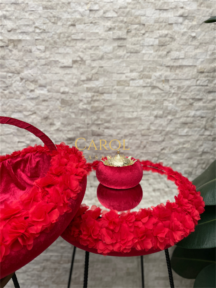 AYNALI TEPSİ SEPET SET KIRMIZI