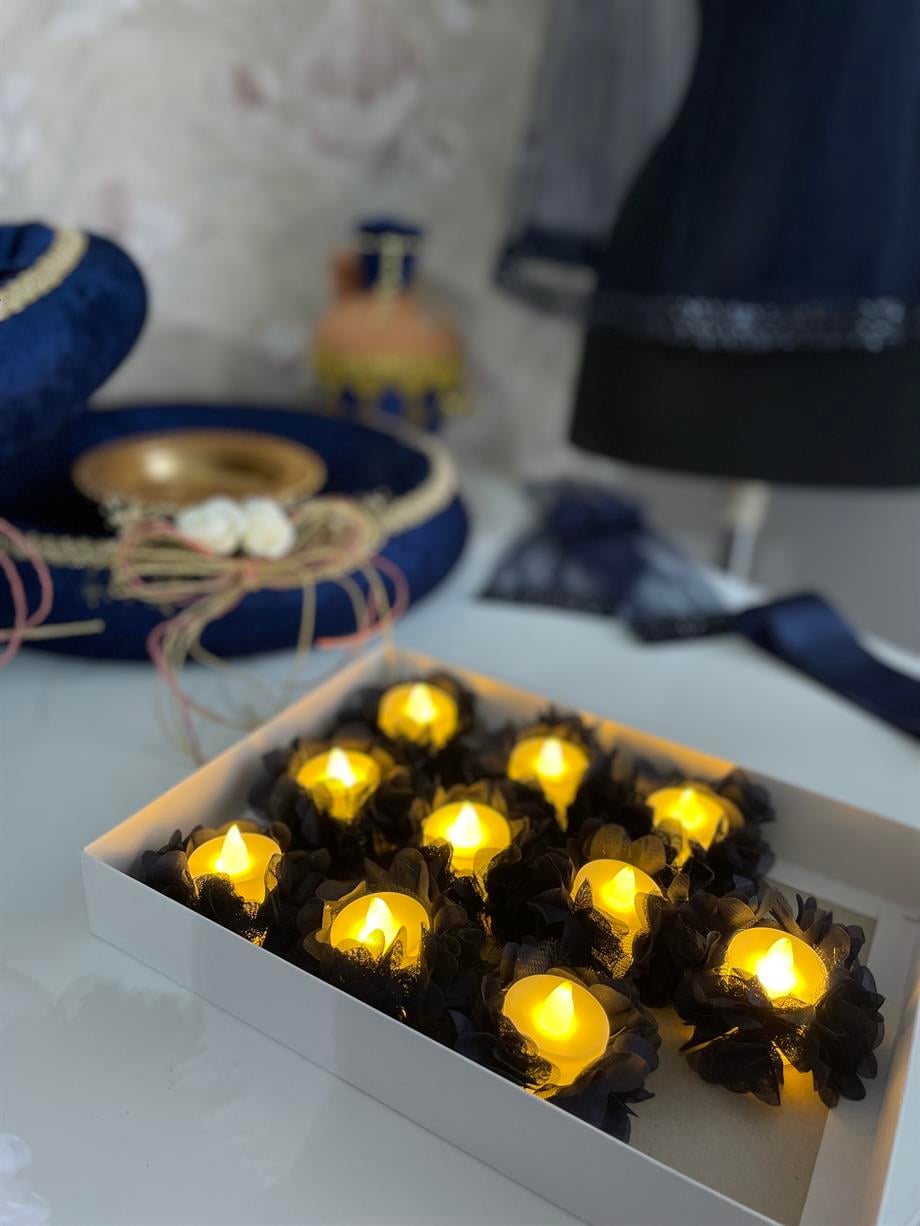 LEDLİ EL MUMU LACİVET 10'LU