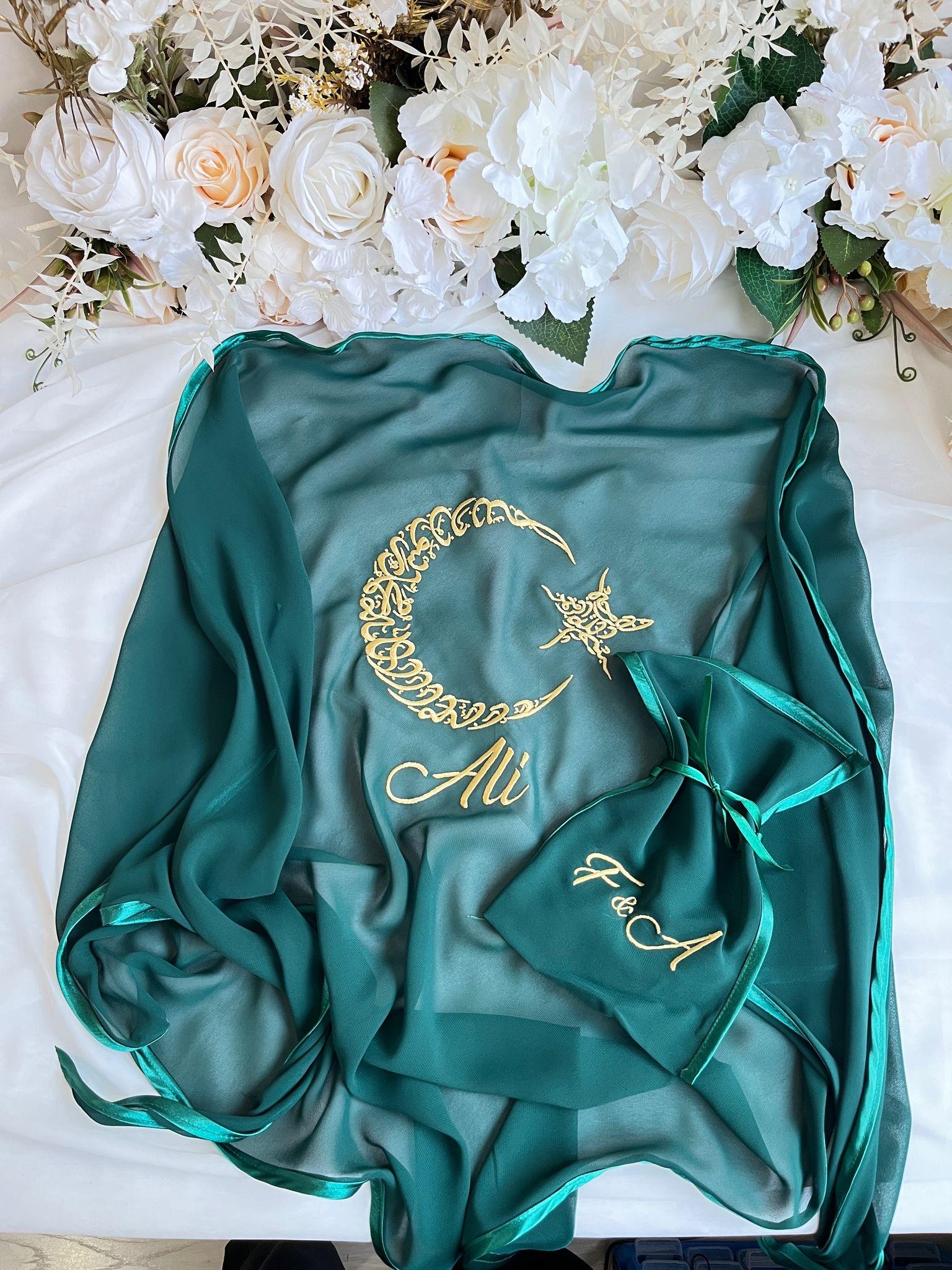 Nakışlı damat örtüsü ve eldiveni