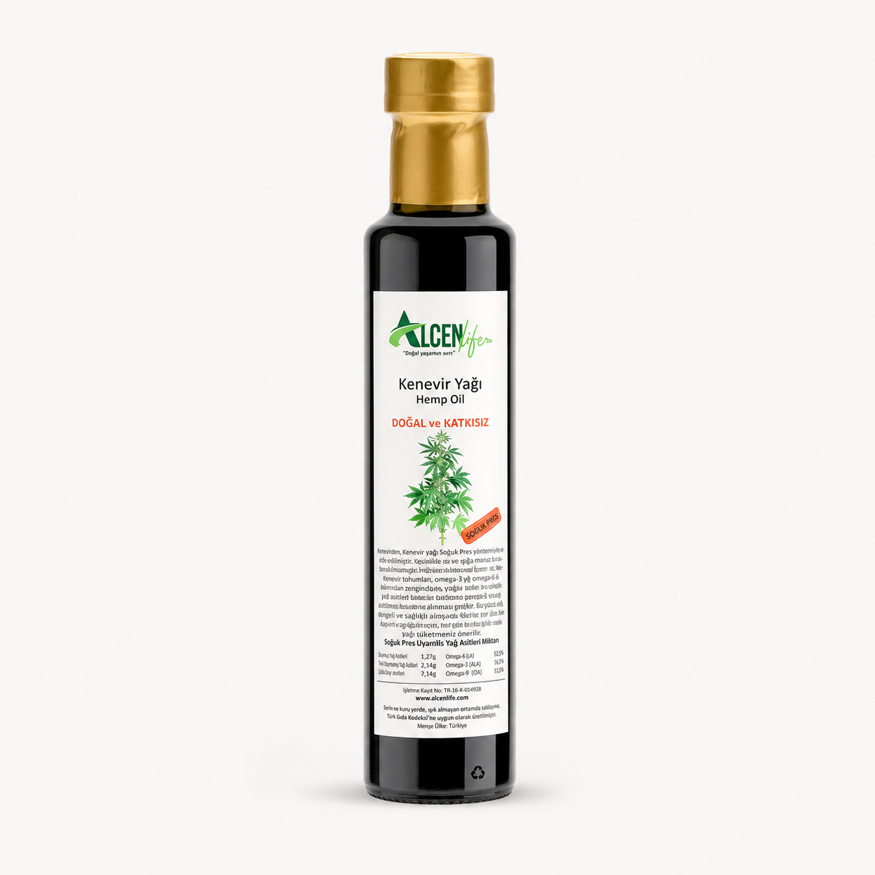 Alcenlife Doğal Kenevir Yağı 250 cc. Soğuk Sıkım