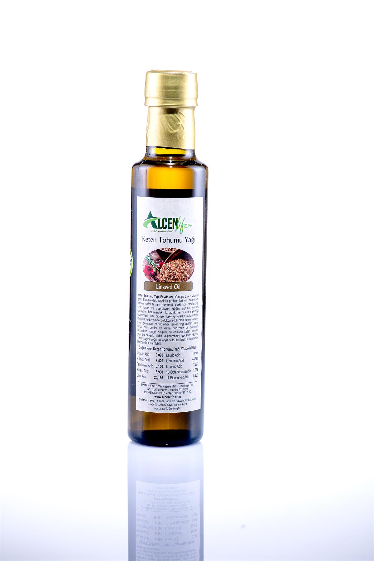 Alcenlife Doğal Soğuk Sıkım Keten Tohumu Yağı 250 Ml.