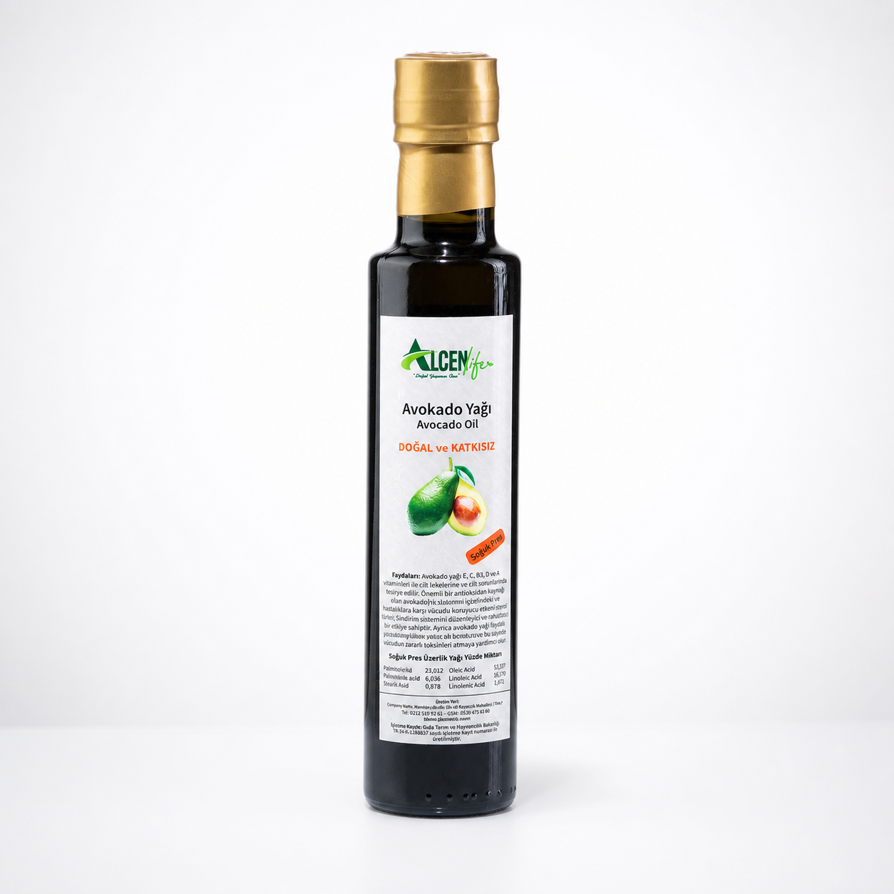 Alcenlife  Avokado Yağı 250 MlL. Doğal Soğuk Sıkım
