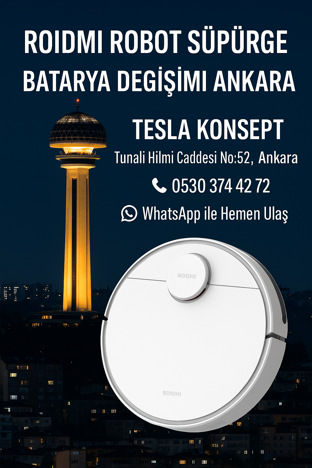 Roidmi Batarya Değişimi Ankara Tesla Konsept