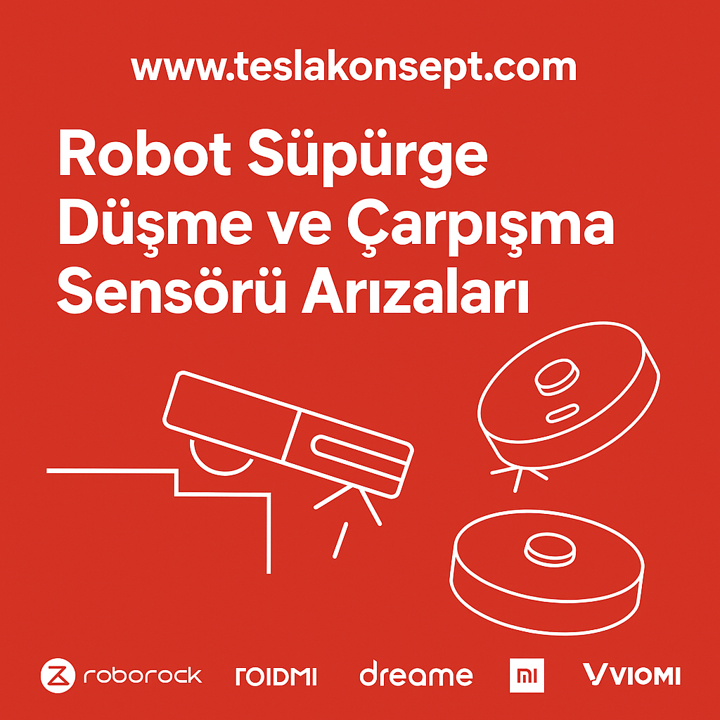 Robot süpürge düşme ve çarpışma sensörü tamiri blog kapağı - www.teslakonsept.com