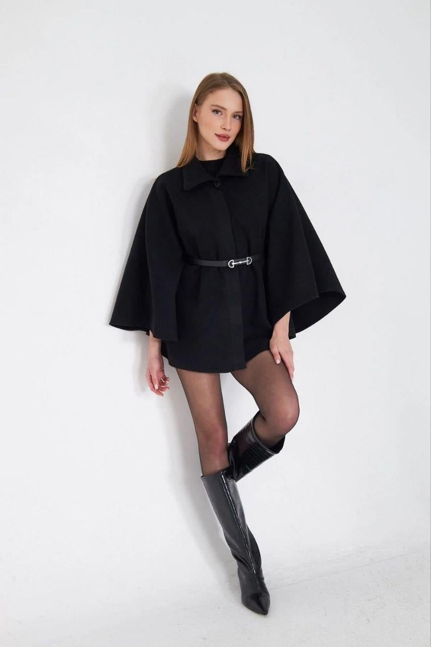 Beli Kemerli kaşe Panço 