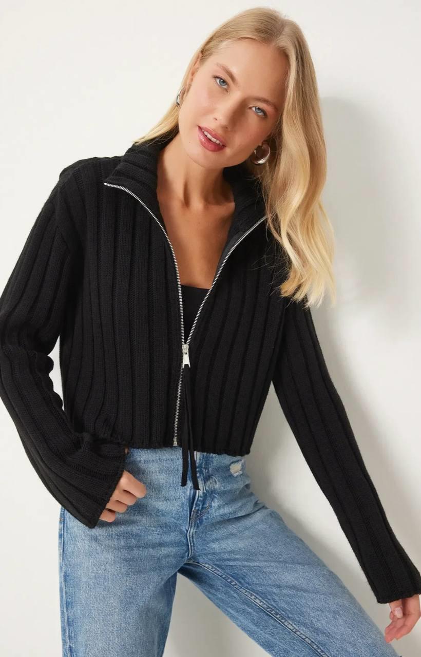 Fermuarlı Triko Hırka