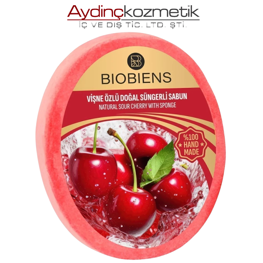 BIOBIENS SÜNGERLİ SABUN 130GR VİŞNE ÖZLÜ