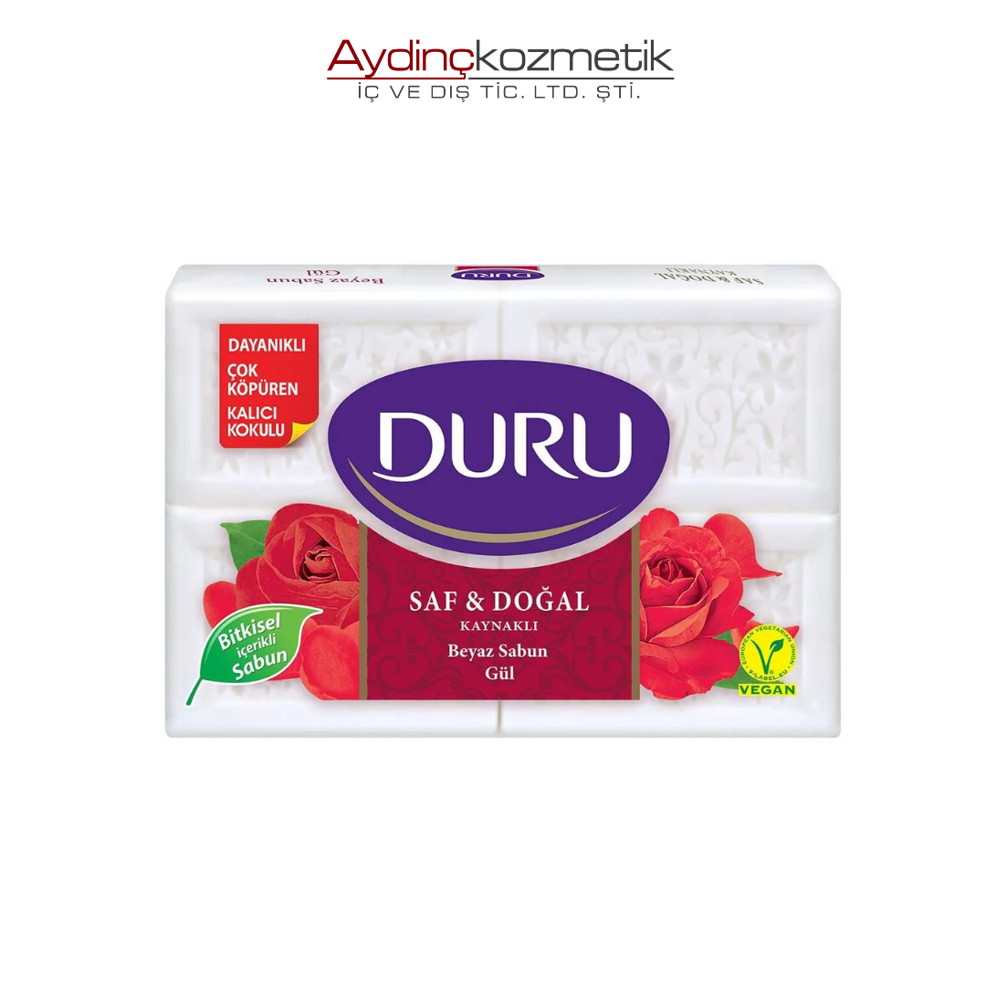 Duru Saf - Doğal Kaynaklı Gül 4 Adet Beyaz Kalıp Sabun