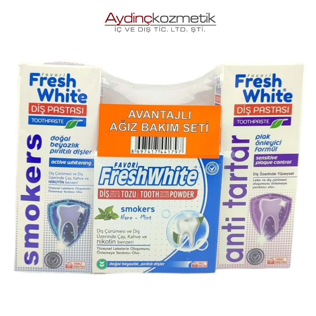 Fresh White Avantajlı Ağız Bakım Seti 3'Lü
