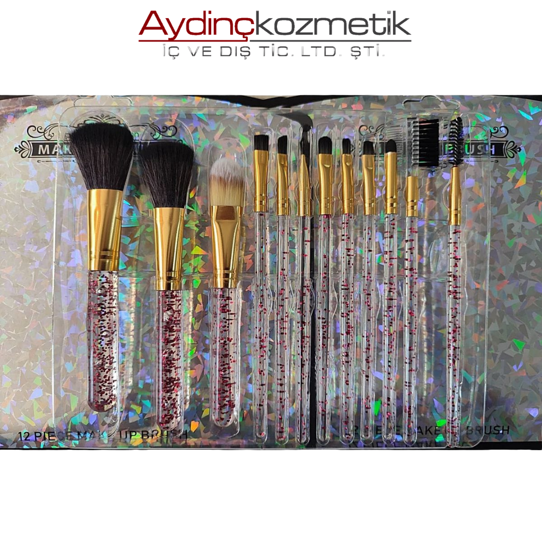 İthal Aksesuar Sim Desenli 12'Li Makyaj Fırçasıı Seti