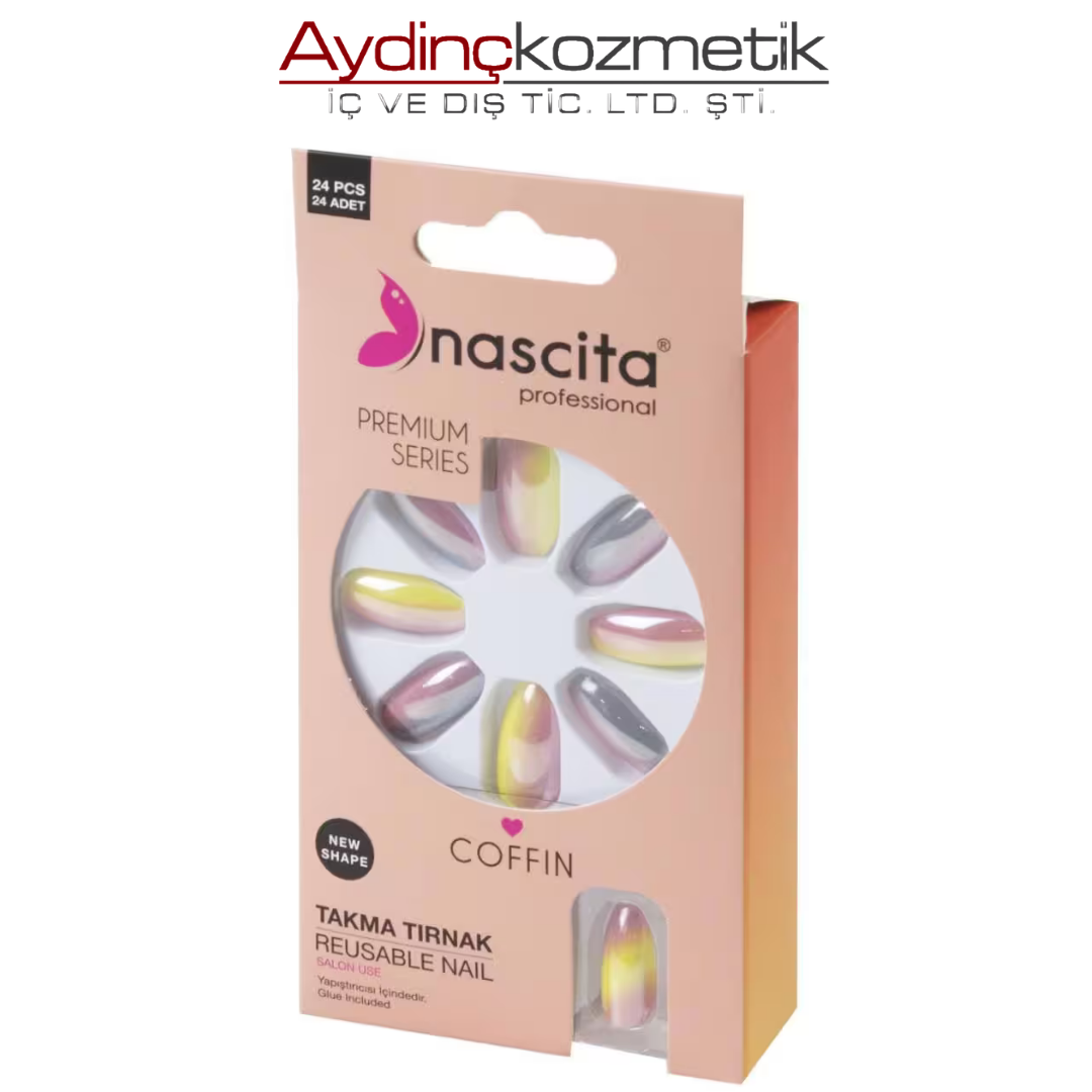 Nascıta- Nasnaıl00184 24 Lü Renkli Takma Tırnak Co