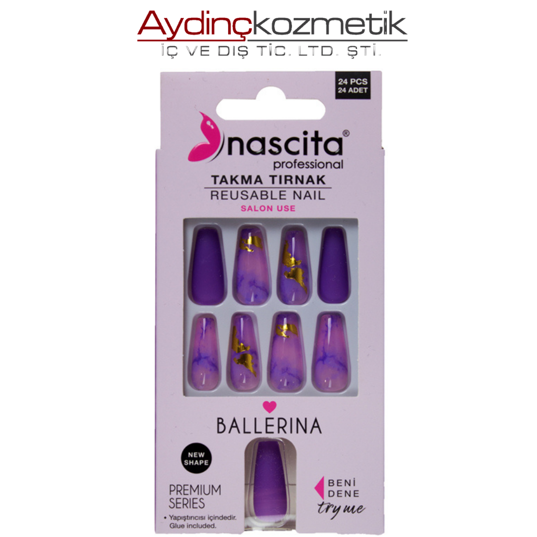 Nascıta- Nasnaıl00189 24 Lü Renkli Takma Tırnak Ba