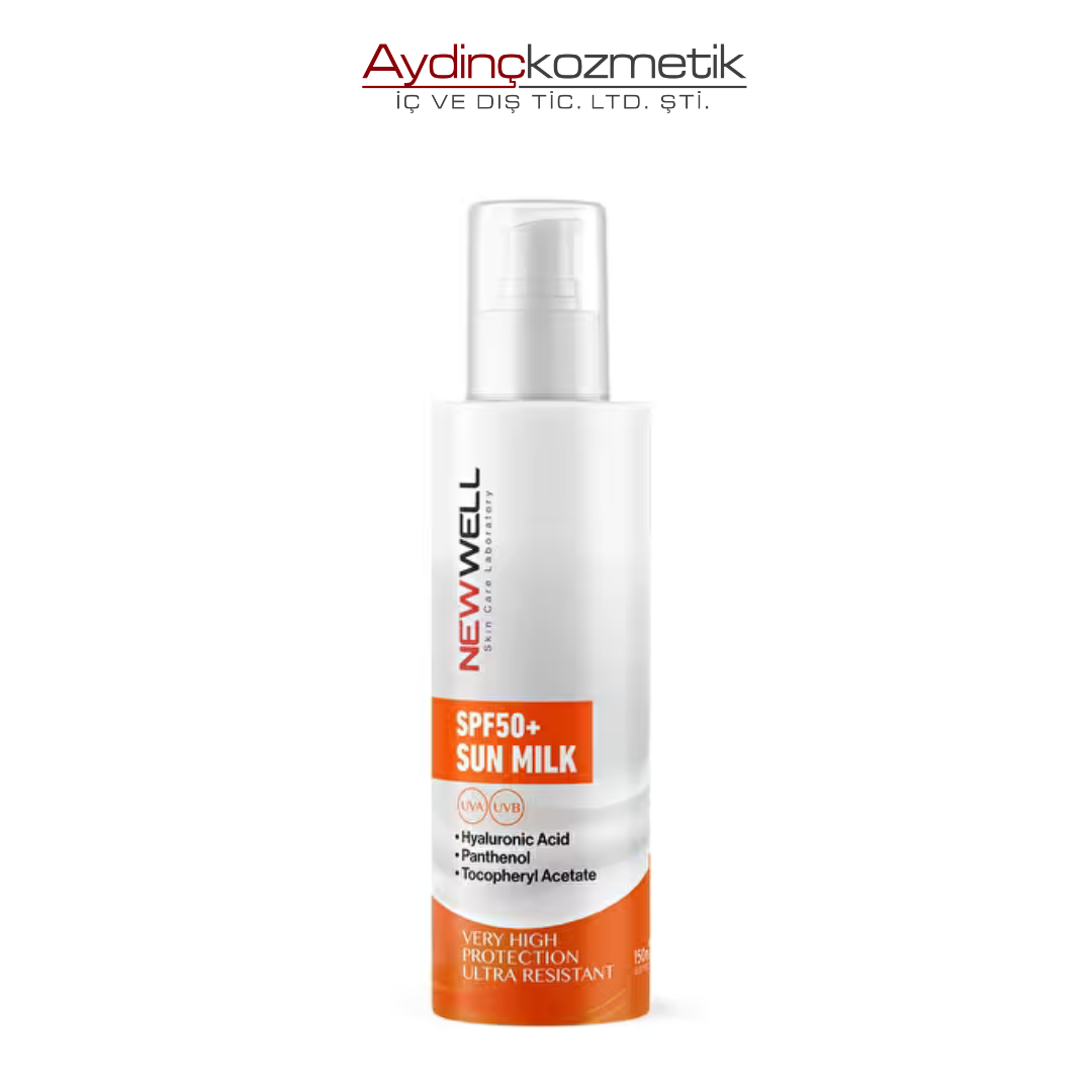 New Well Güneş Sütü Yüksek Koruma SPF50+,Hyaluronic Acid 150 ml