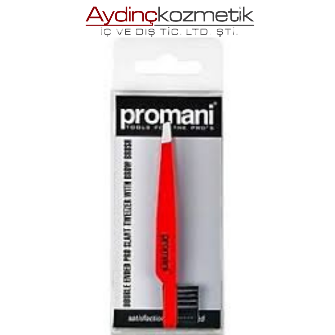 Promani Çift Taraflı Pro Eğik Uçlu Cımbız-Kaş Fırç