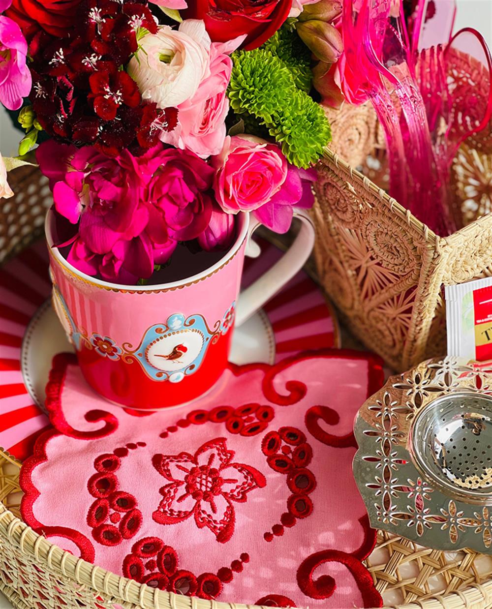  Romantik Kokteyl Peçete - Şeker Pembe ve Kırmızı