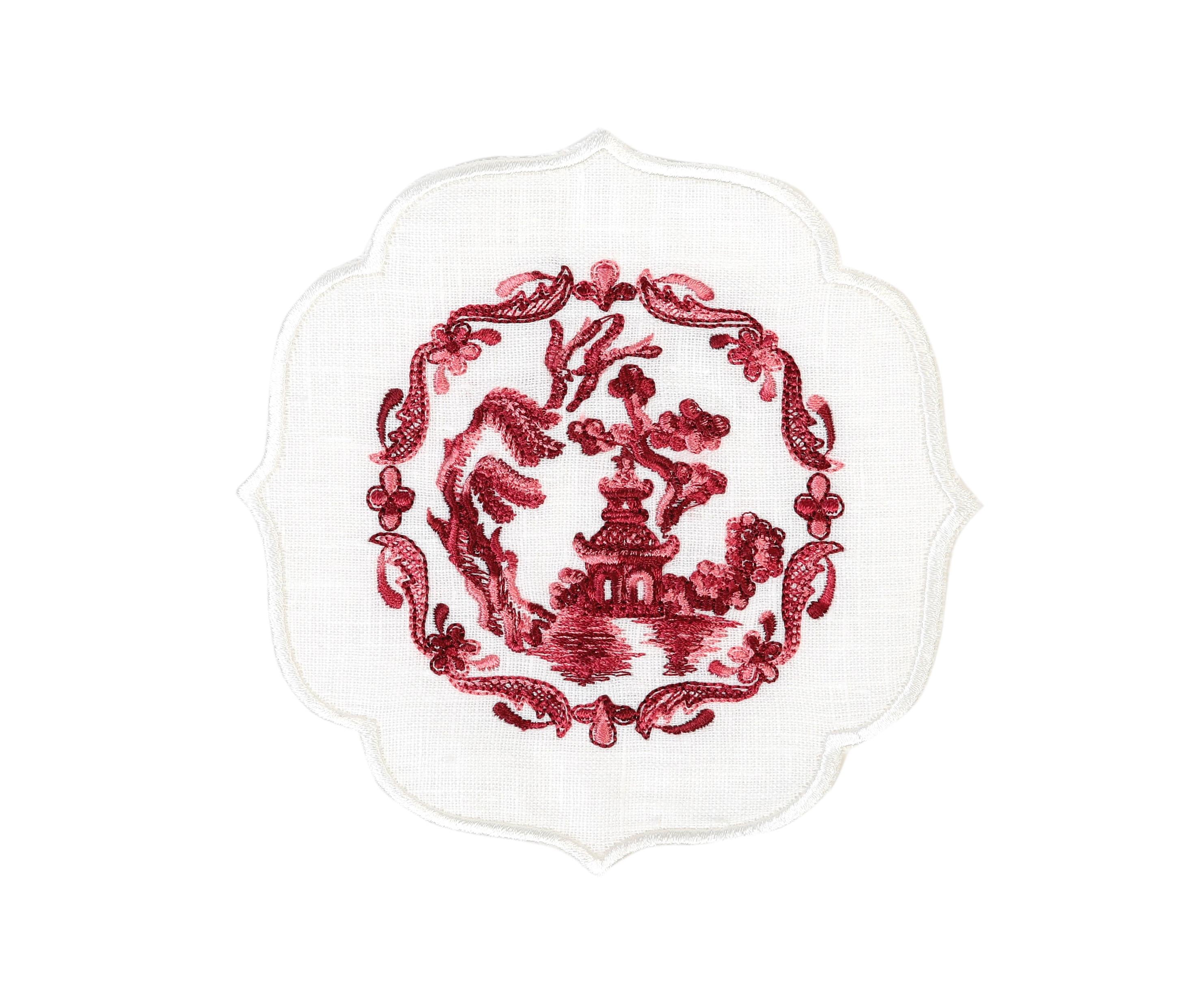 Çin Evi Kokteyl Peçetesi-Bordo