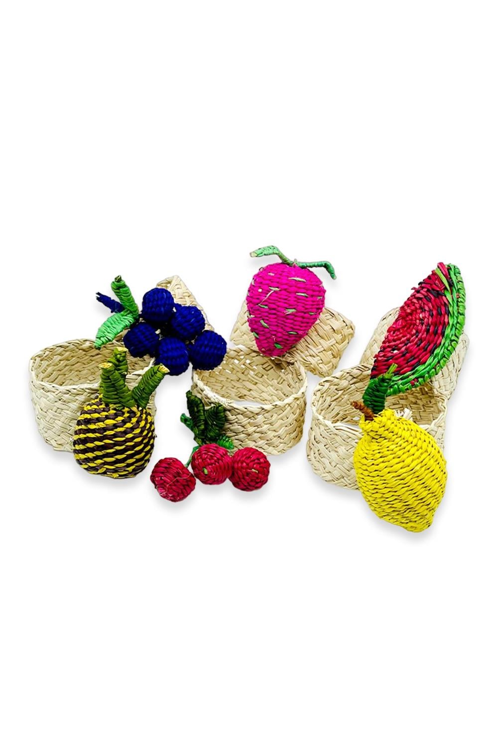 Hasır Meyveler Peçete Halkası -6'lı