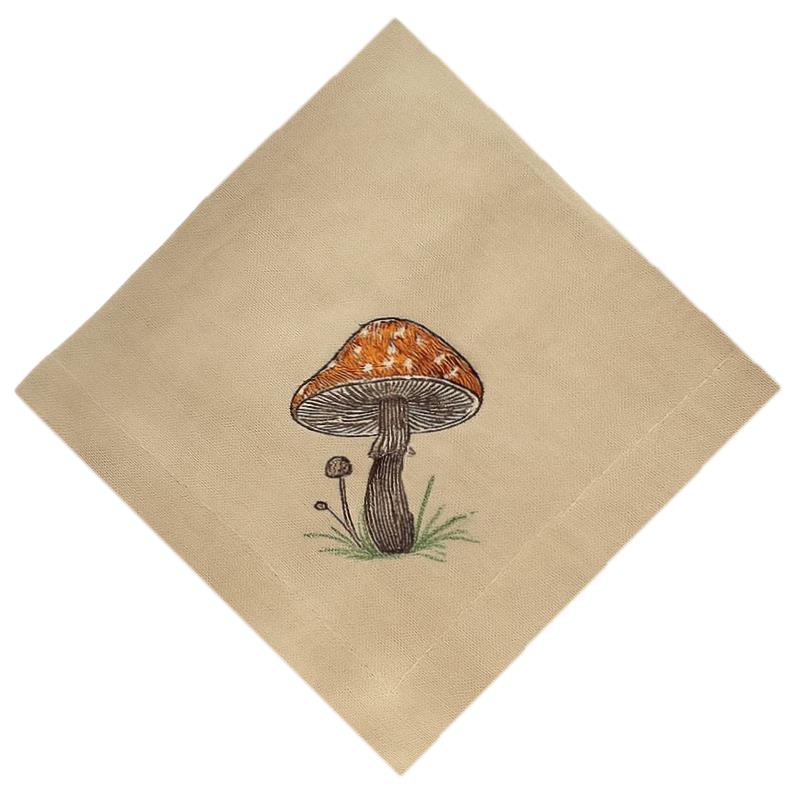 Mantar Nakışlı Yemek Peçetesi