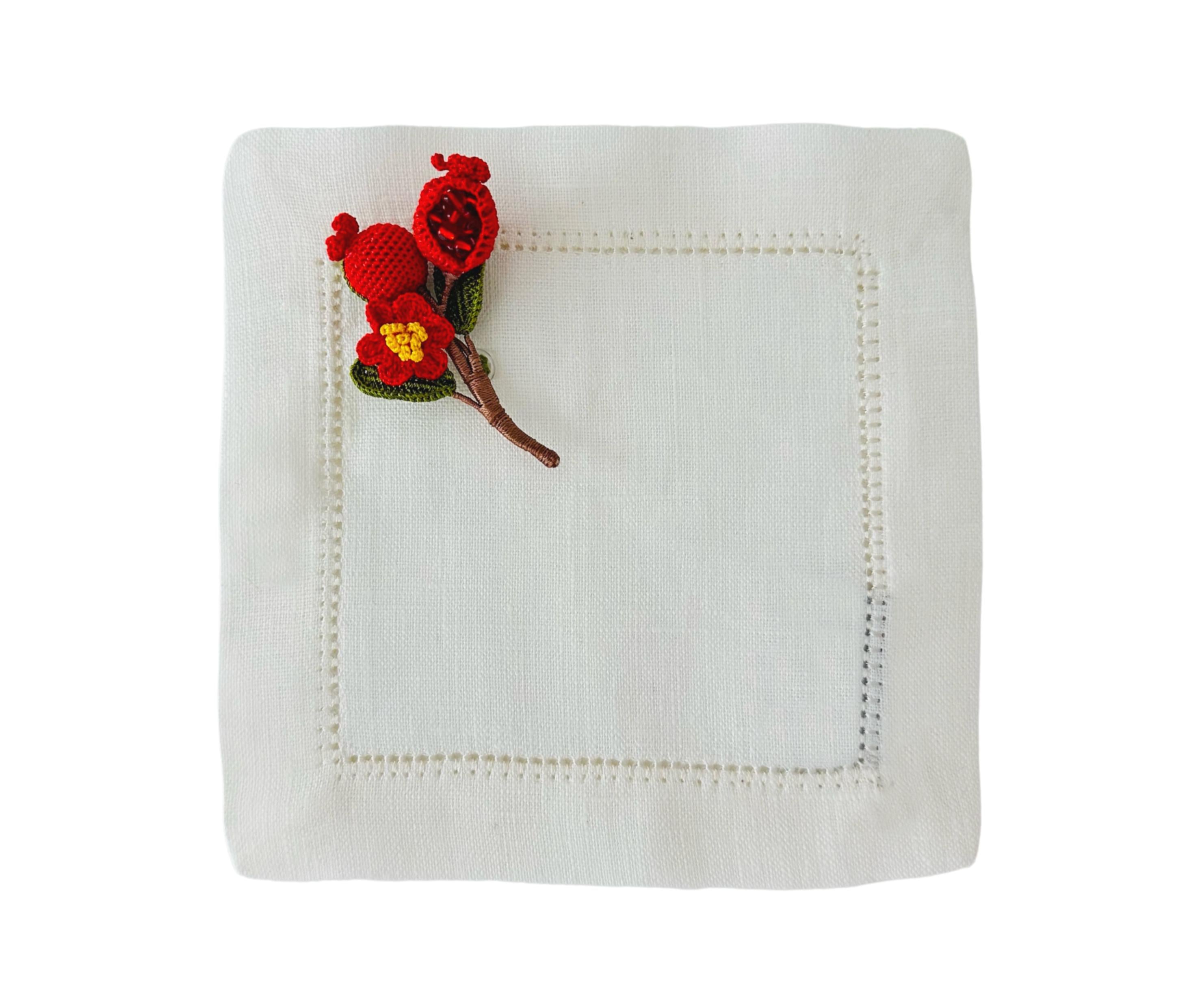 Nar İğne Oyası Kokteyl Peçete (Boncuk Detaylı)