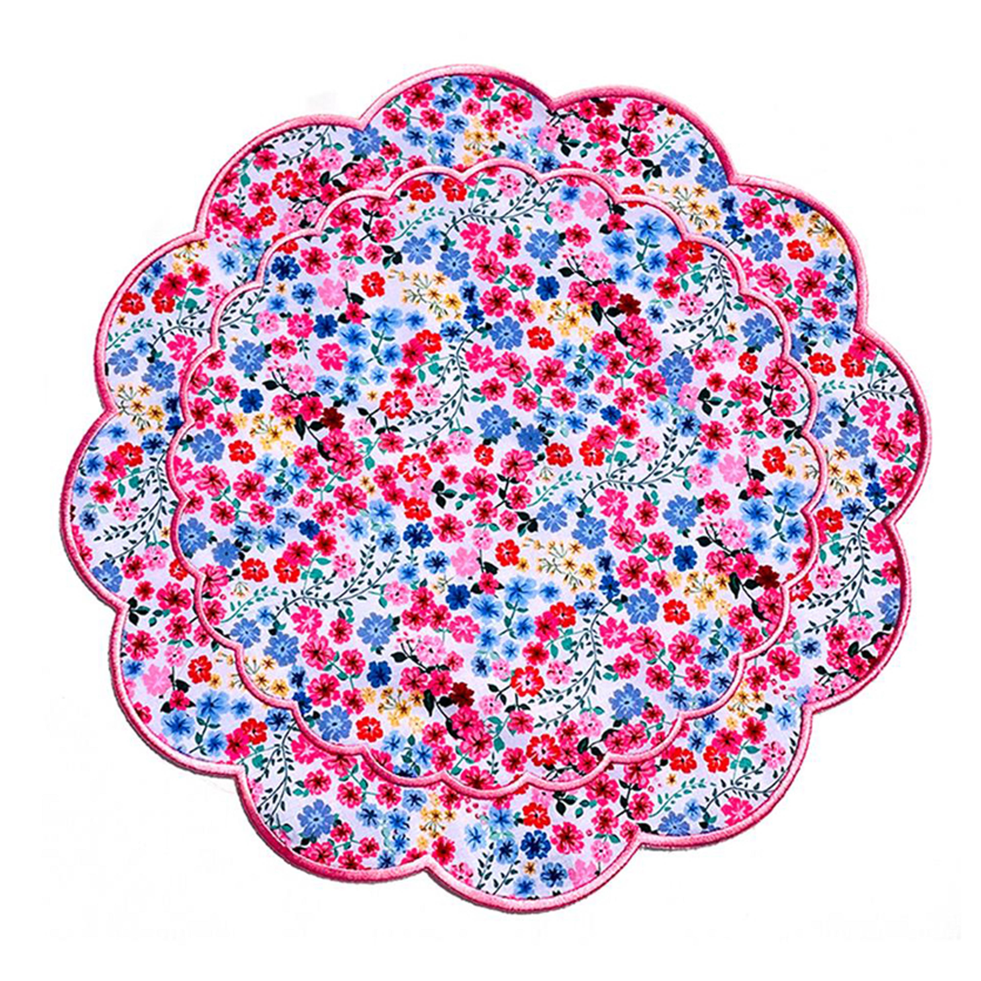 2'li Çiçek Baskılı Amerikan Servis