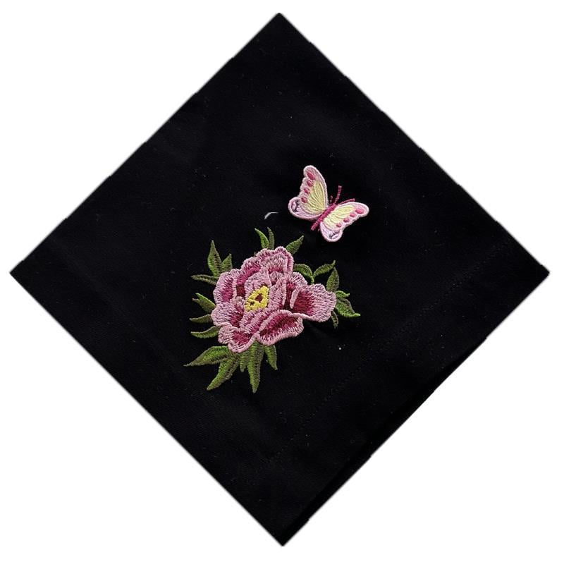 Çiçekli Siyah Yemek Peçetesi