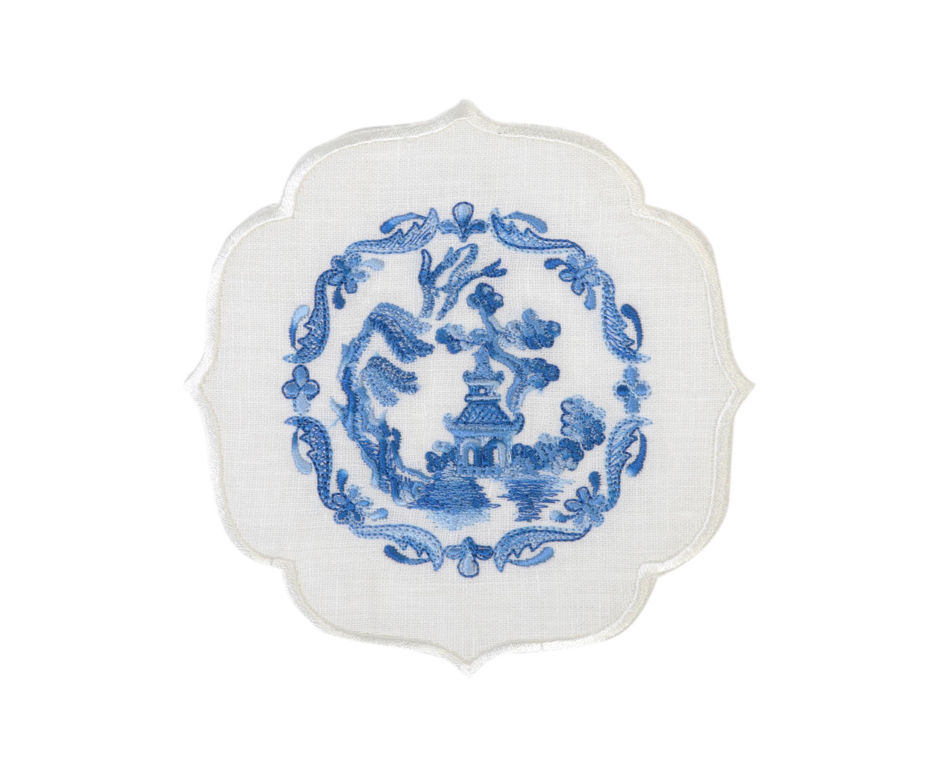 Çin Evi Kokteyl Peçetesi-Mavi