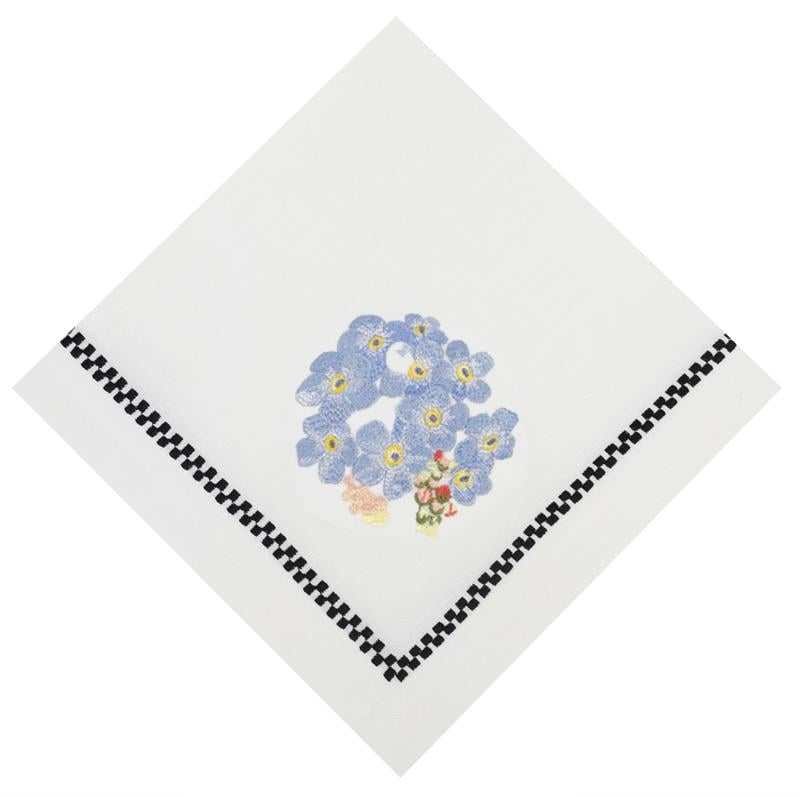 Checkered Hydrangea Dinner Napkin