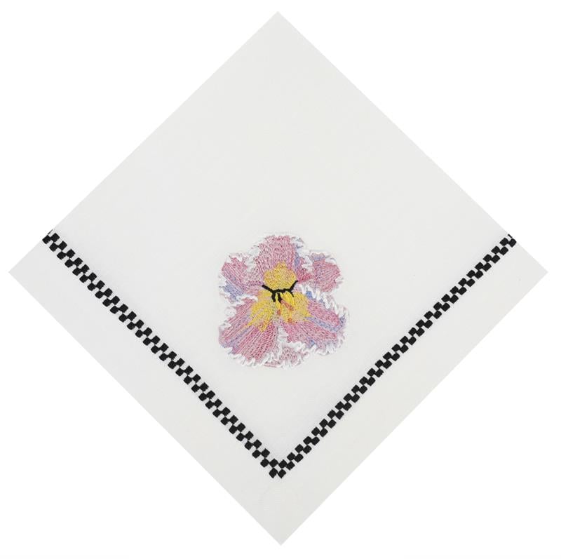 Checkered Pink Flower Dinner Napkin