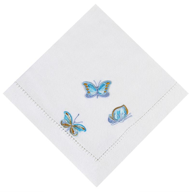 Ebruli Kelebek Peçete-Mavi