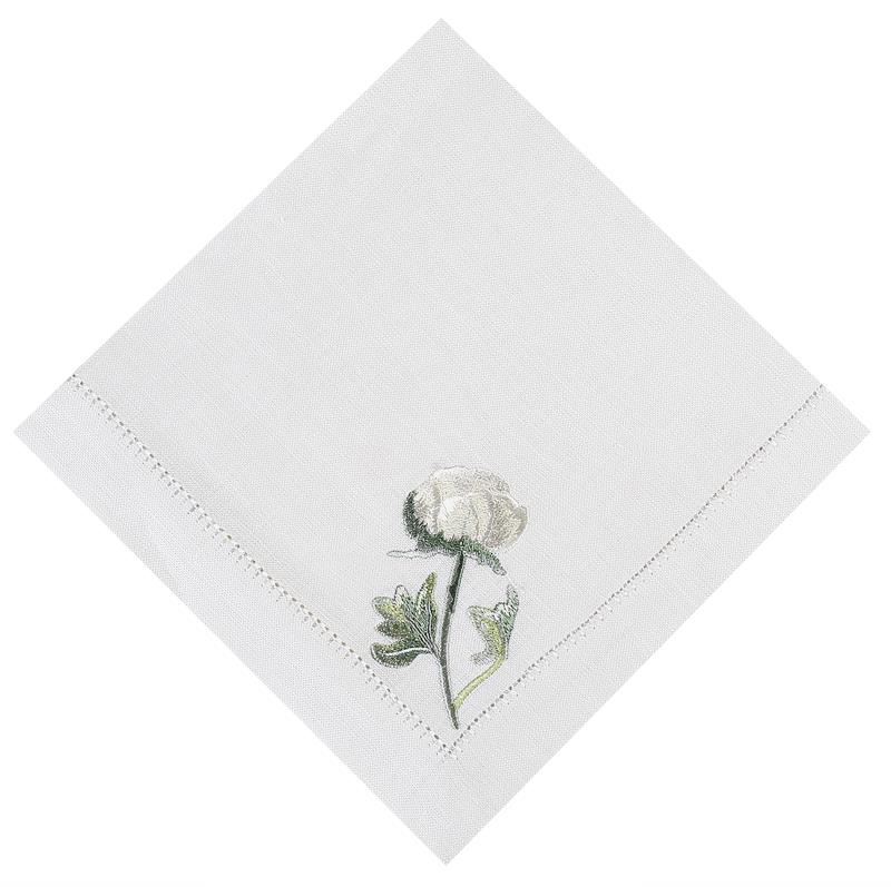 Rose Dinner Napkin-White