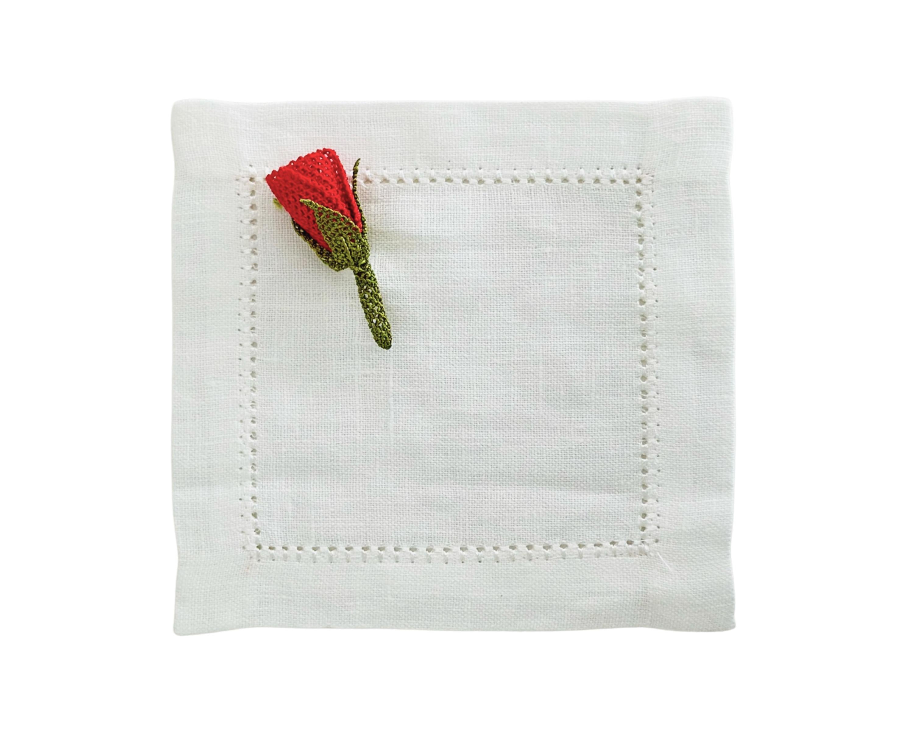 İğne Oyası Rose Kokteyl Peçete