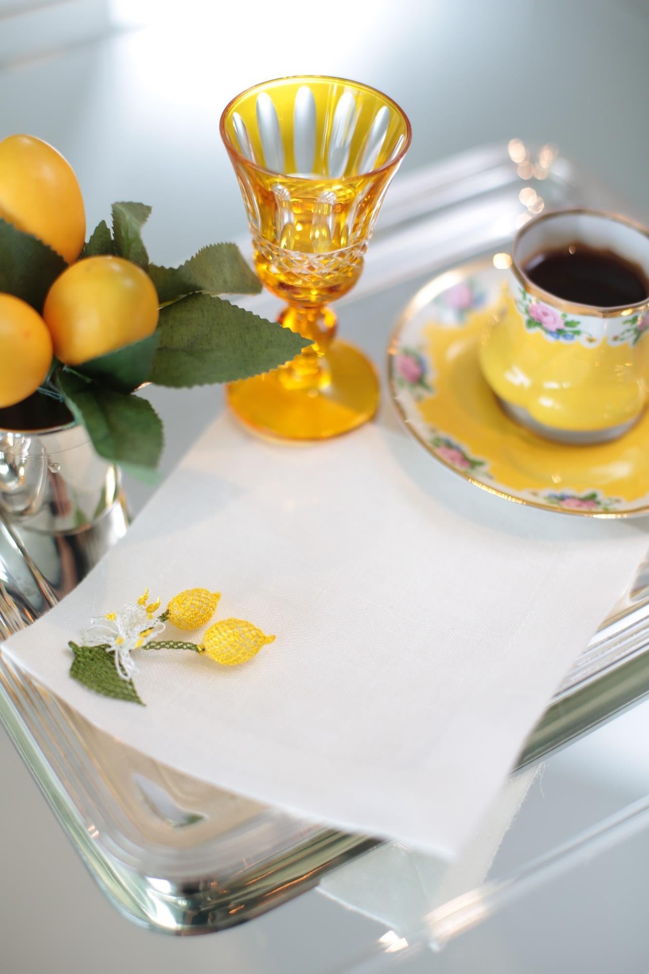 Limon İğne Oyalı Kokteyl Peçete