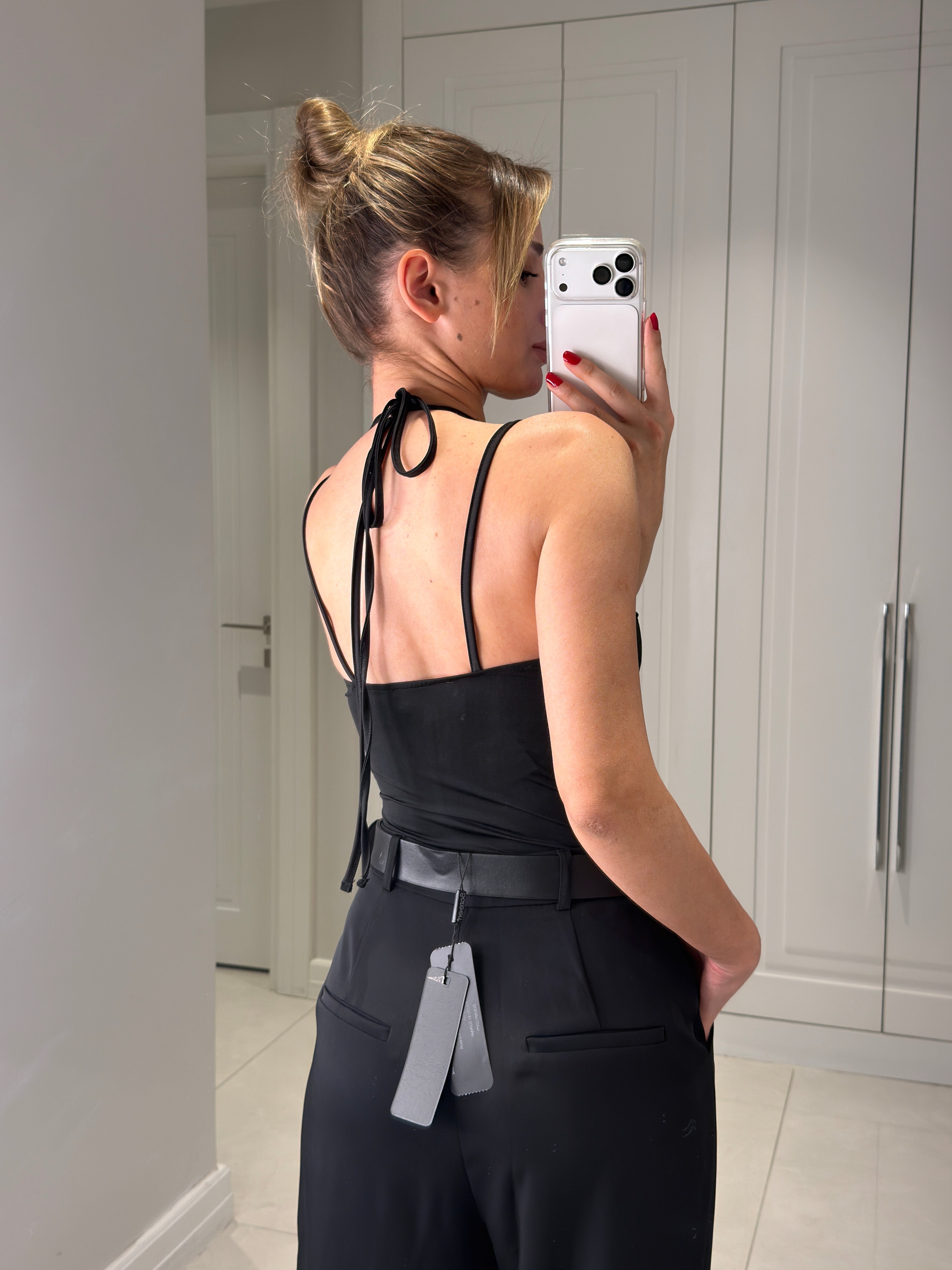 Adel Siyah Dantel Askılı Bodysuit