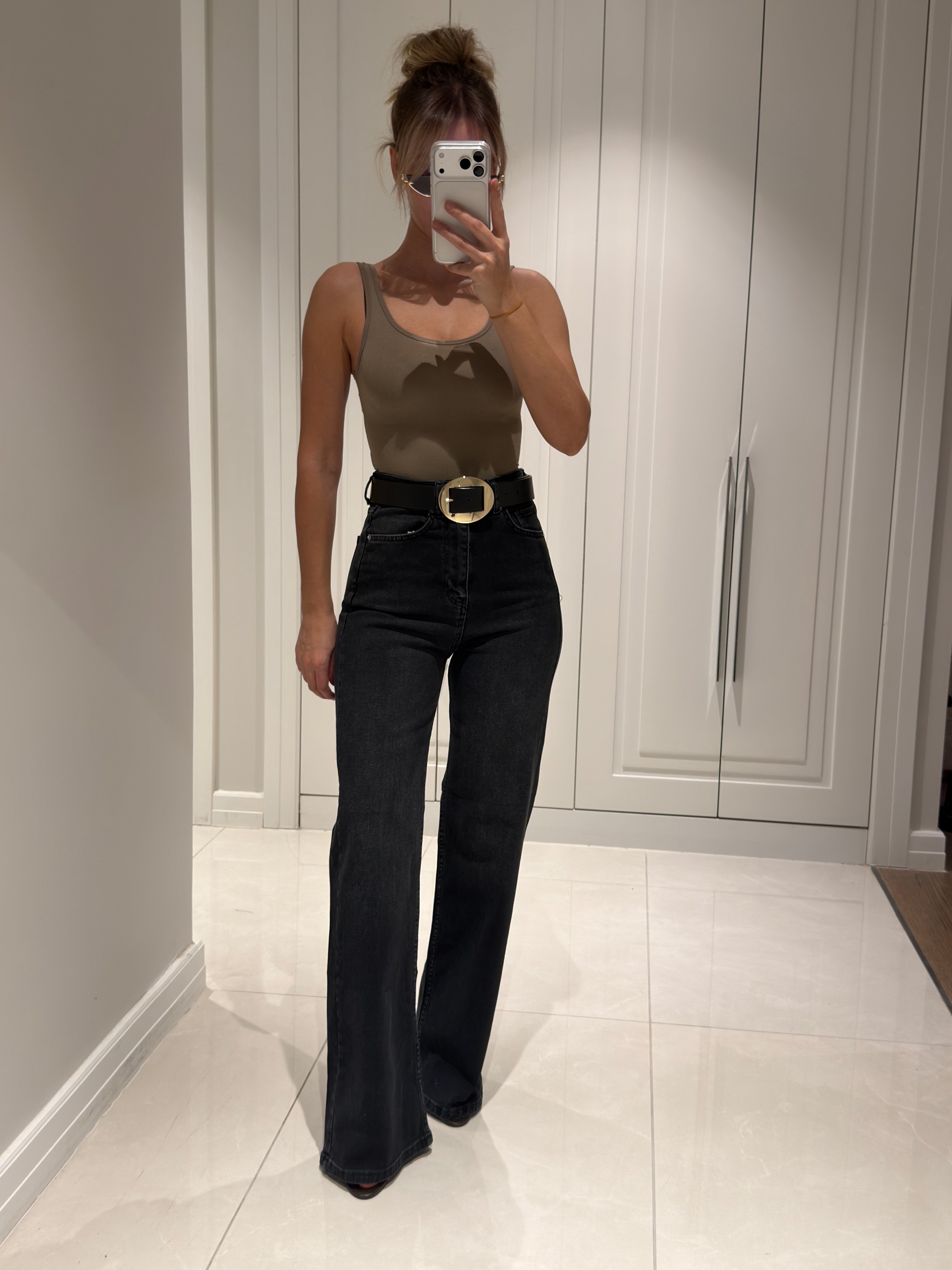 Arya Antrasit Yüksek Bel Wide Leg Jean