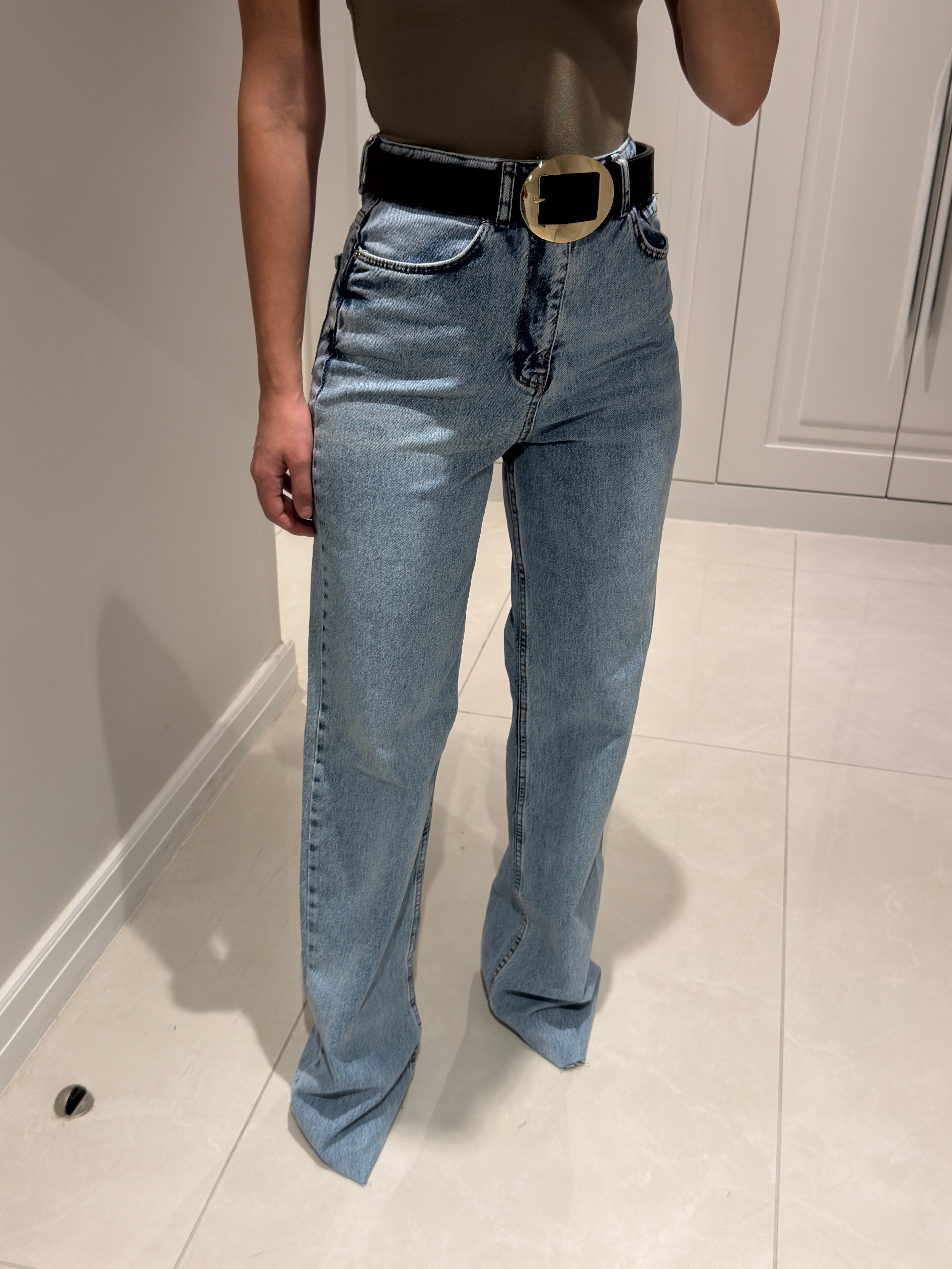 Arya Buz Mavisi Yüksek Bel Wide Leg Jean