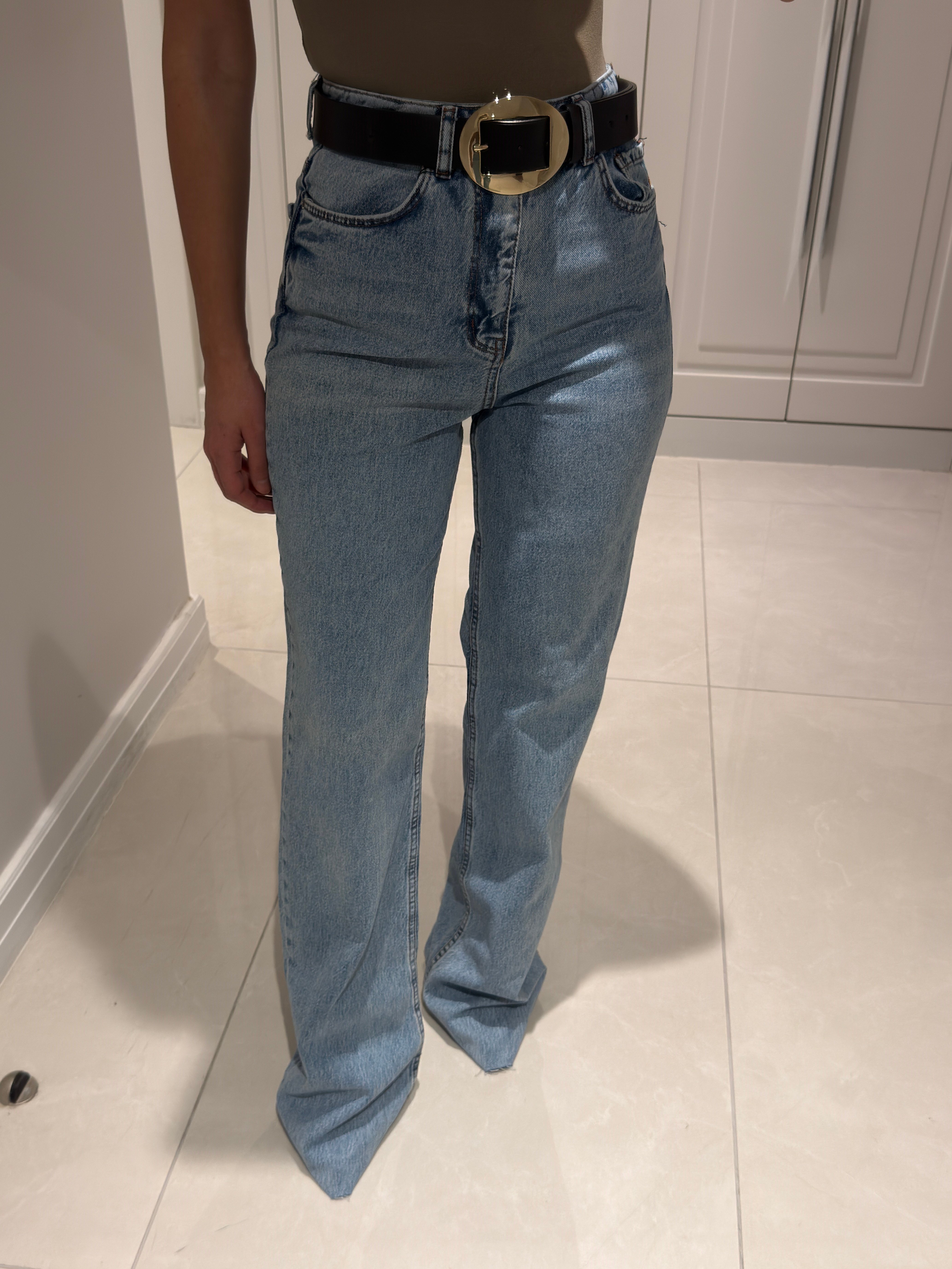 Arya Buz Mavisi Yüksek Bel Wide Leg Jean