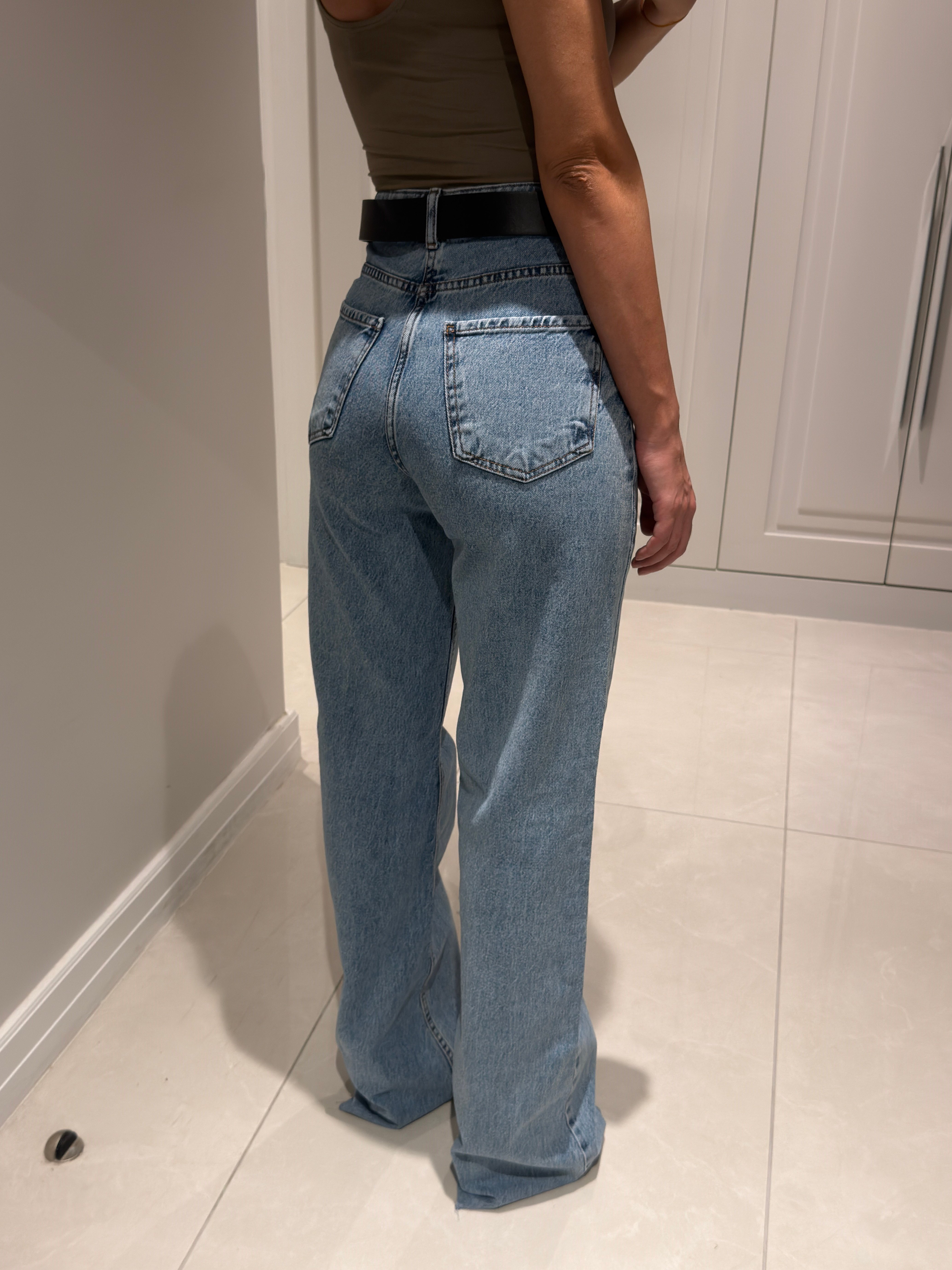 Arya Buz Mavisi Yüksek Bel Wide Leg Jean