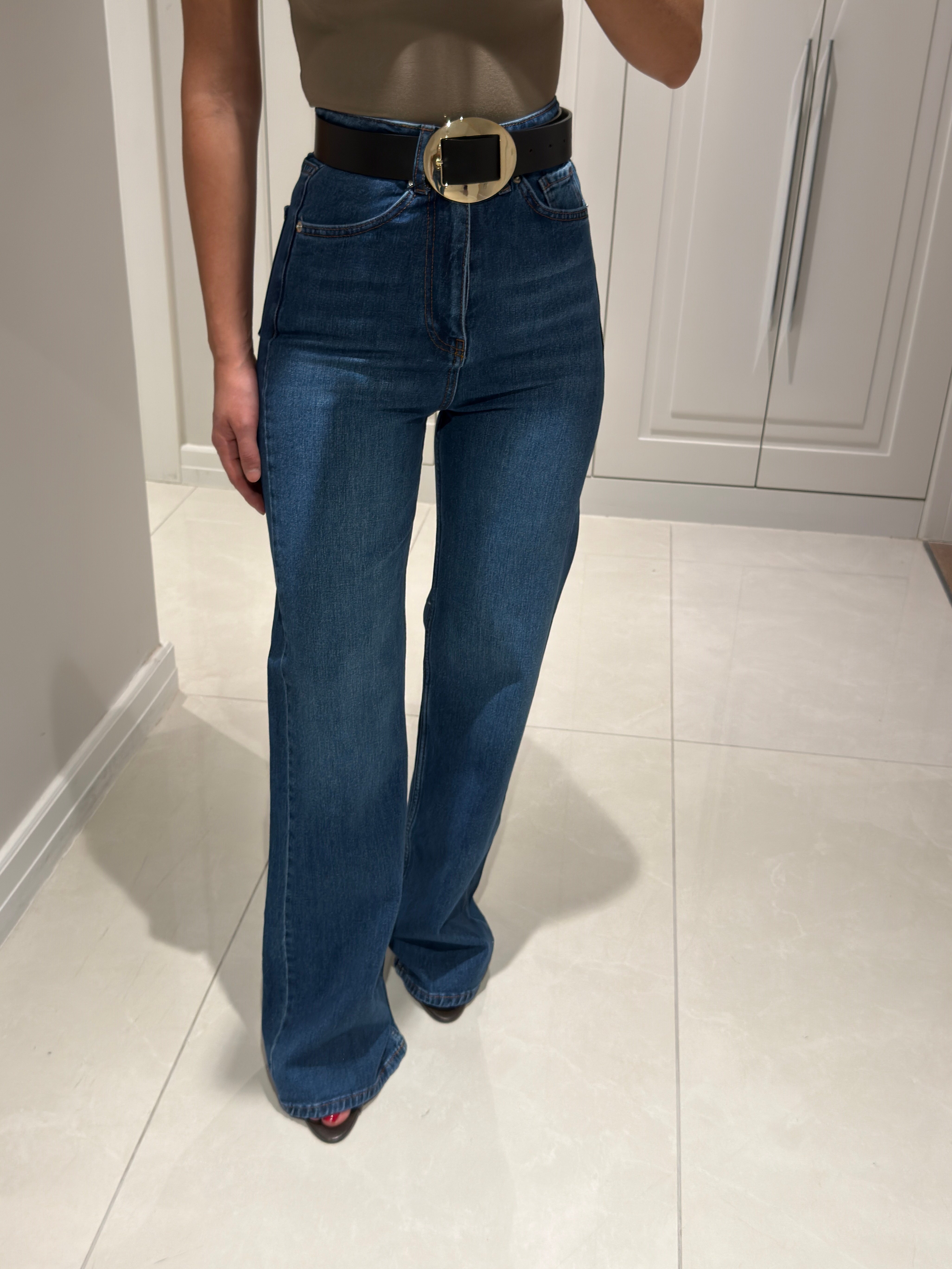 Arya Mavi Yüksek Bel Wide Leg Jean