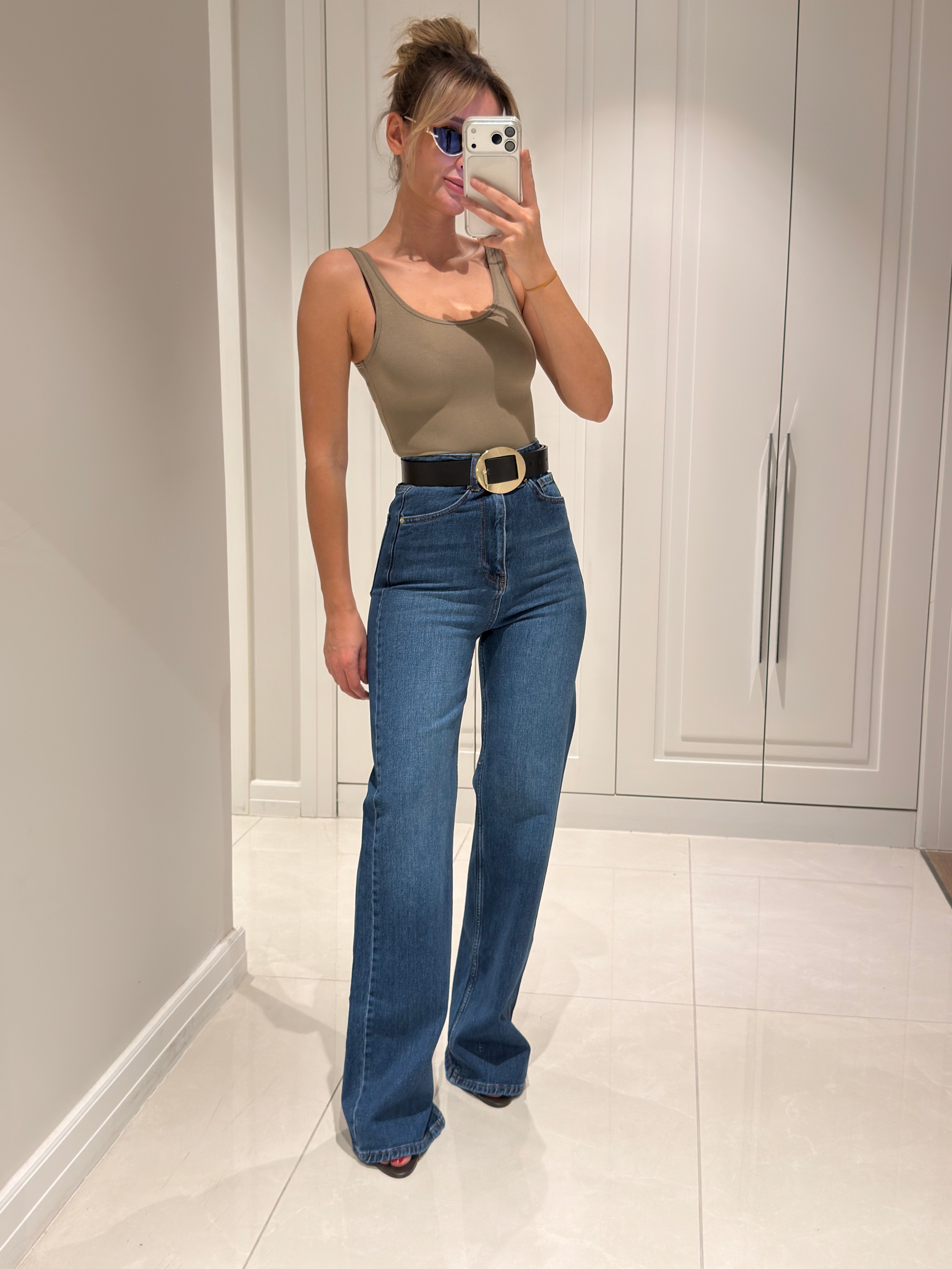 Arya Mavi Yüksek Bel Wide Leg Jean
