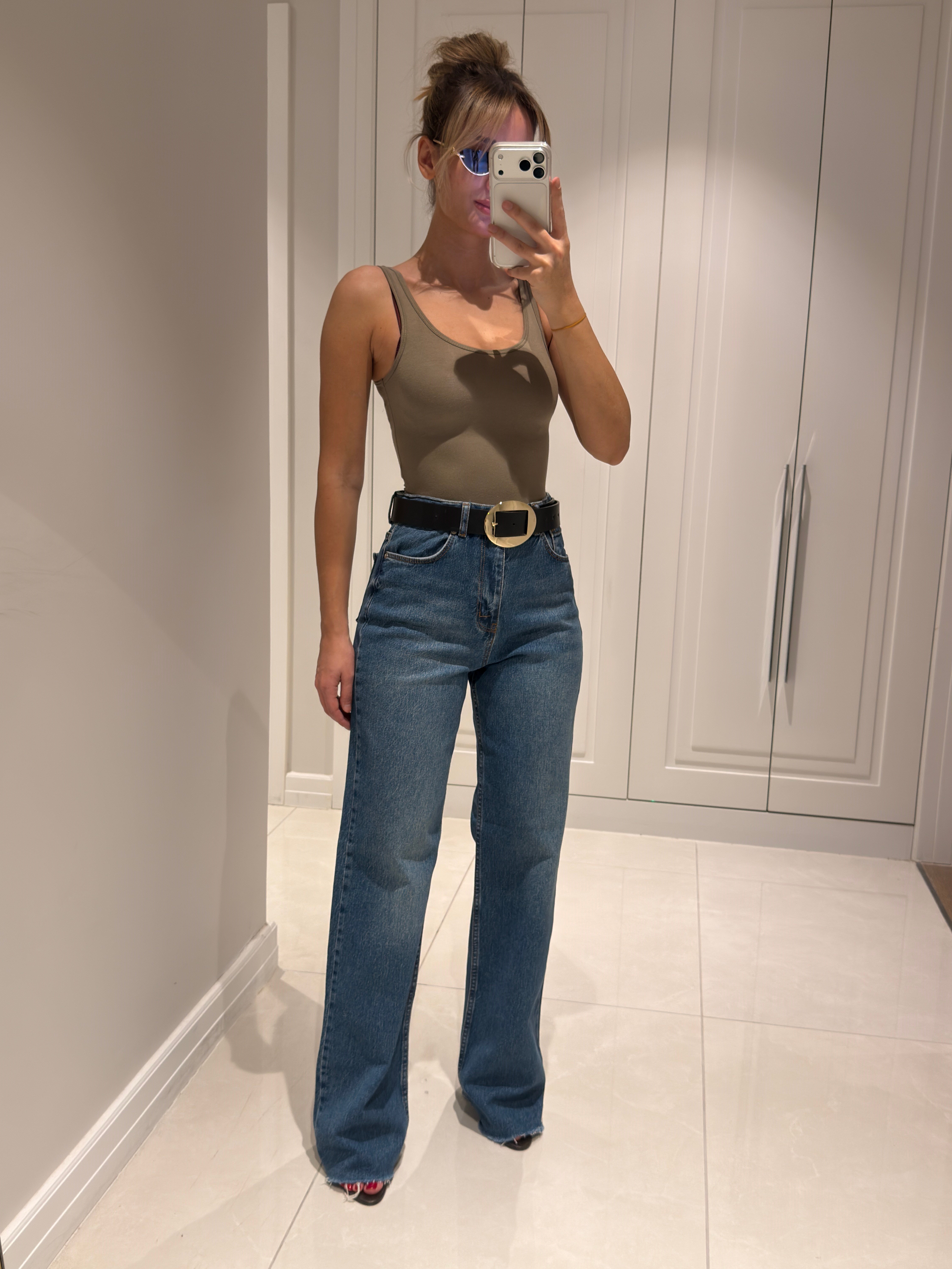 Arya Orta Mavi Yüksek Bel Wide Leg Jean