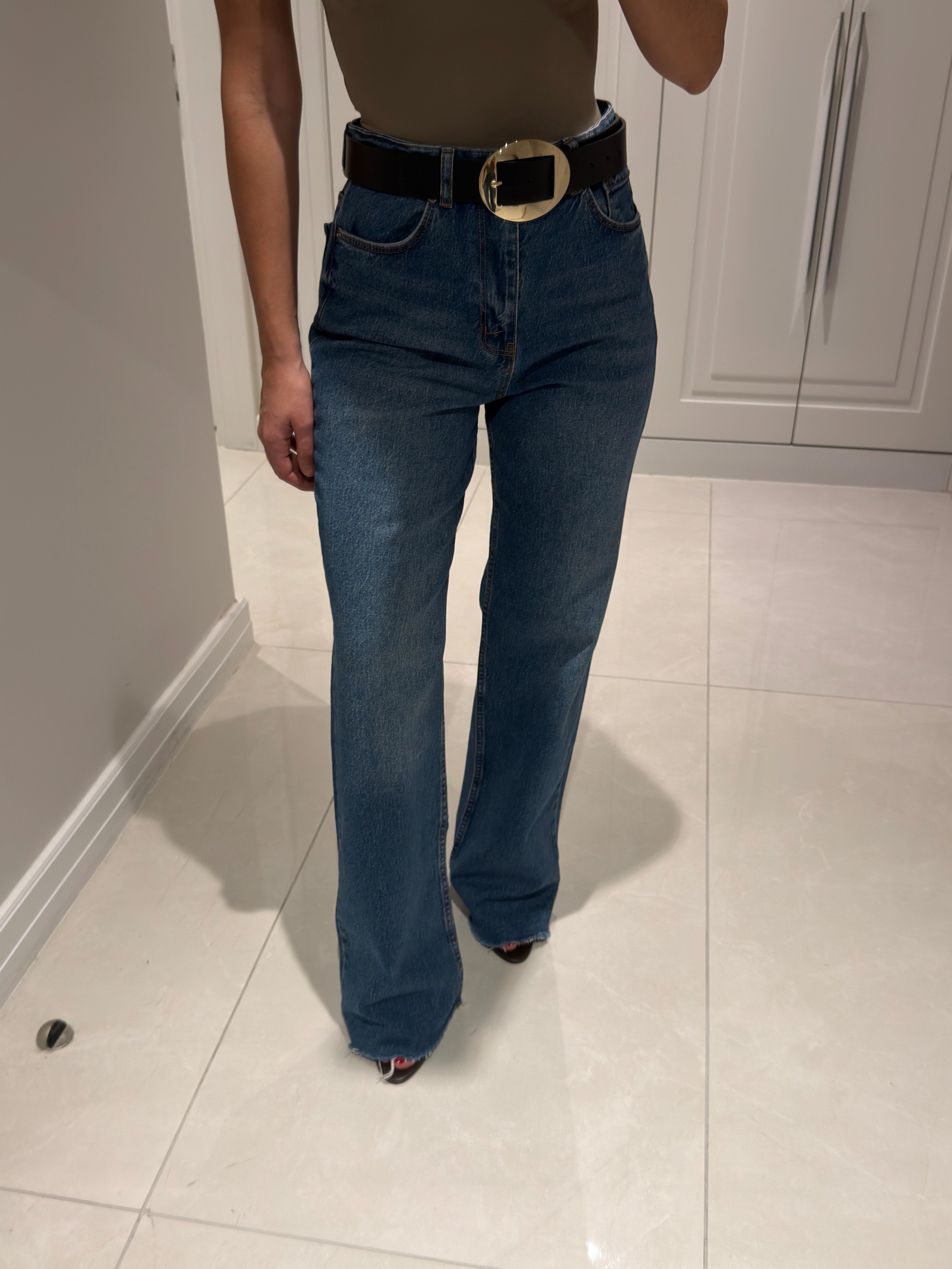 Arya Orta Mavi Yüksek Bel Wide Leg Jean