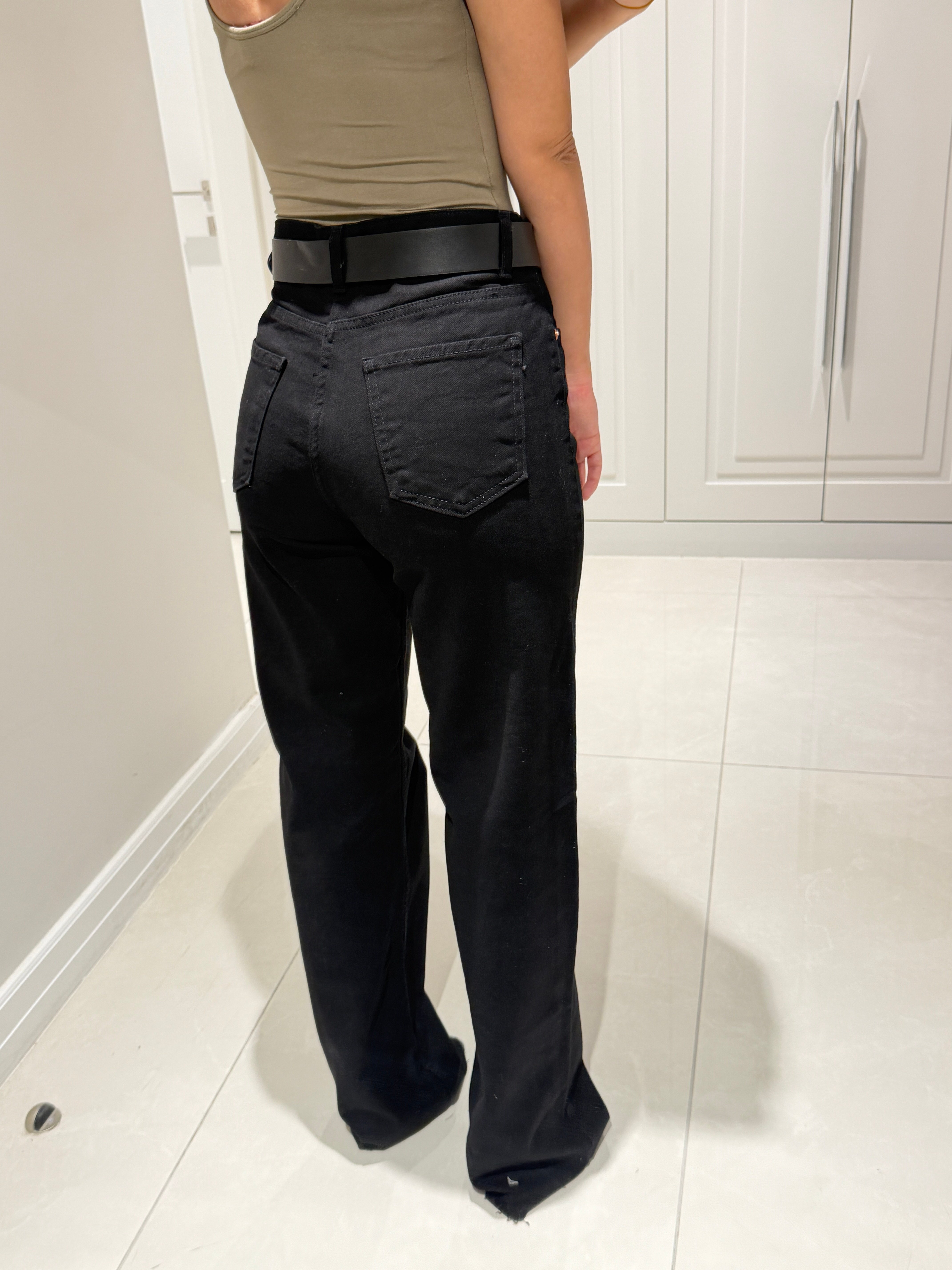 Arya Siyah Yüksek Bel Wide Leg Jean