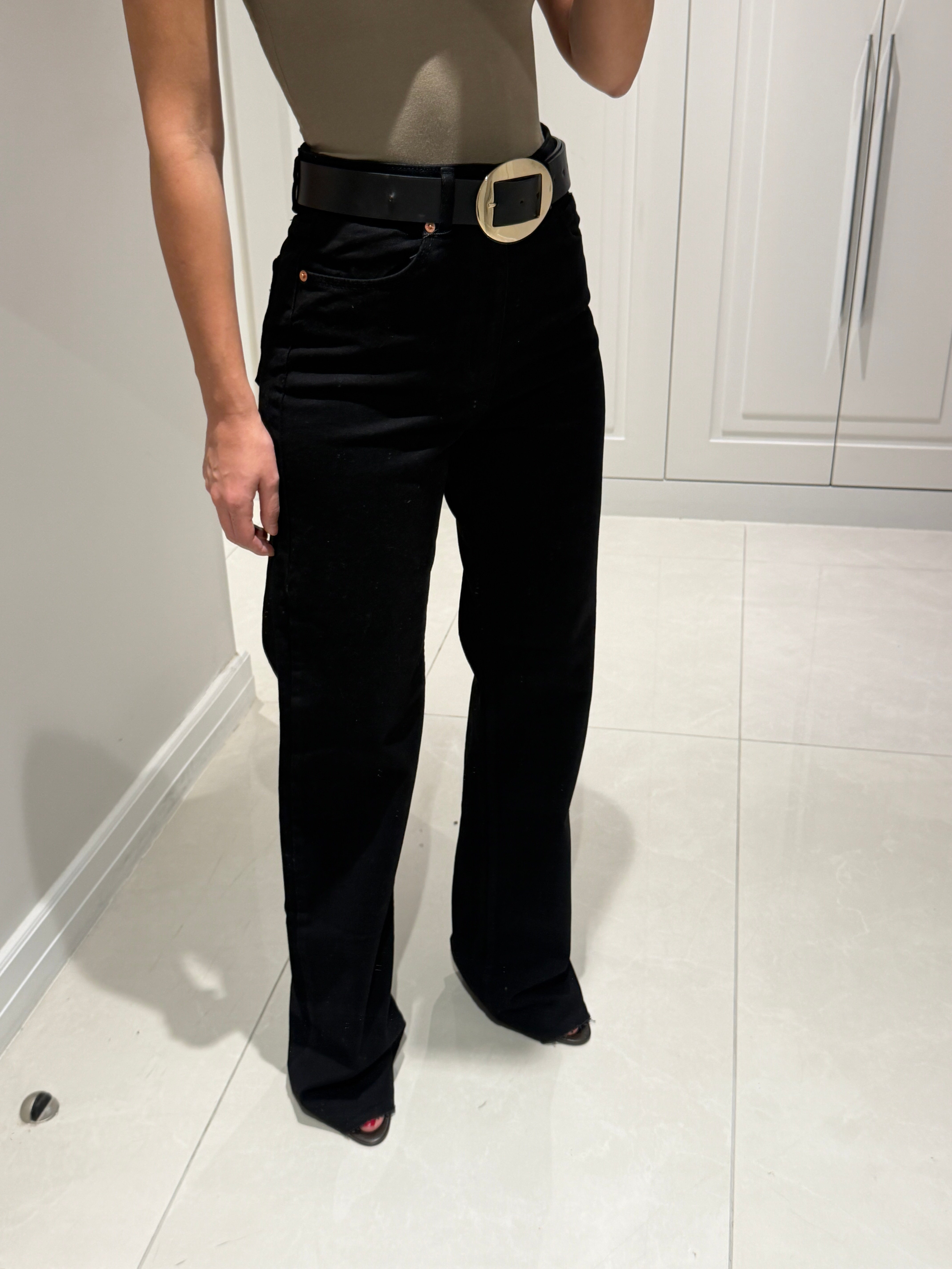 Arya Siyah Yüksek Bel Wide Leg Jean