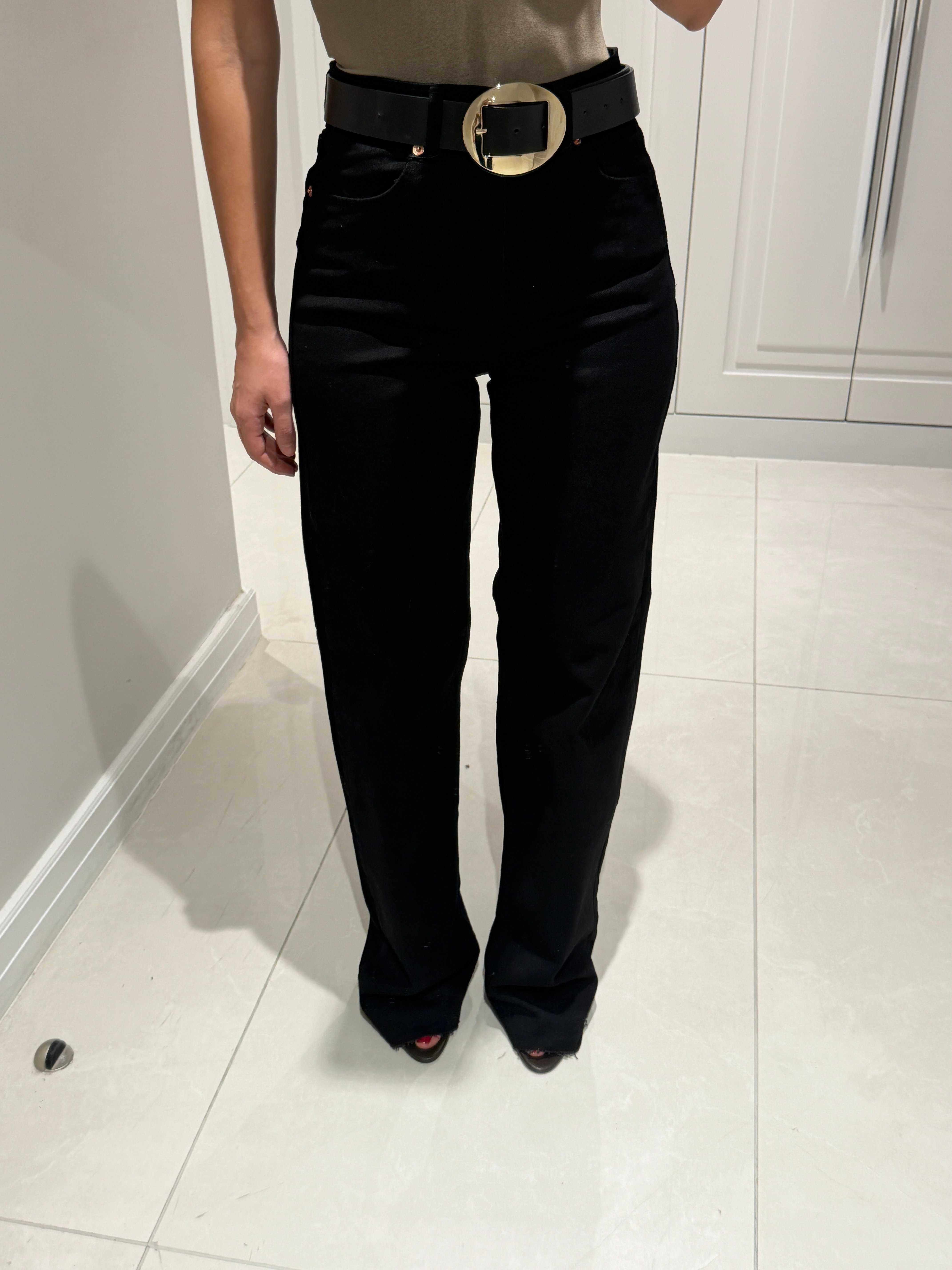 Arya Siyah Yüksek Bel Wide Leg Jean