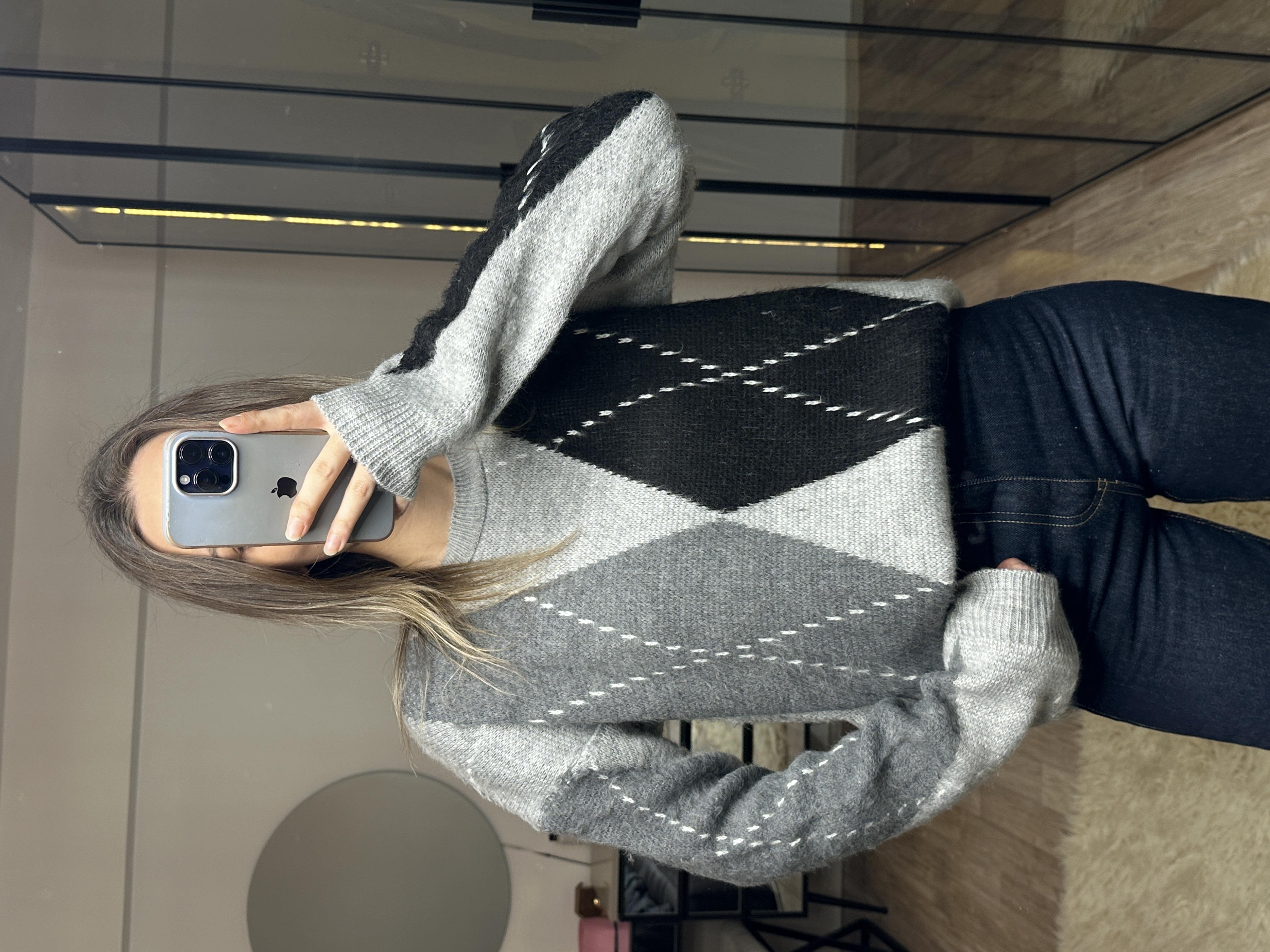 Baklava Desenli Oversize Kazak